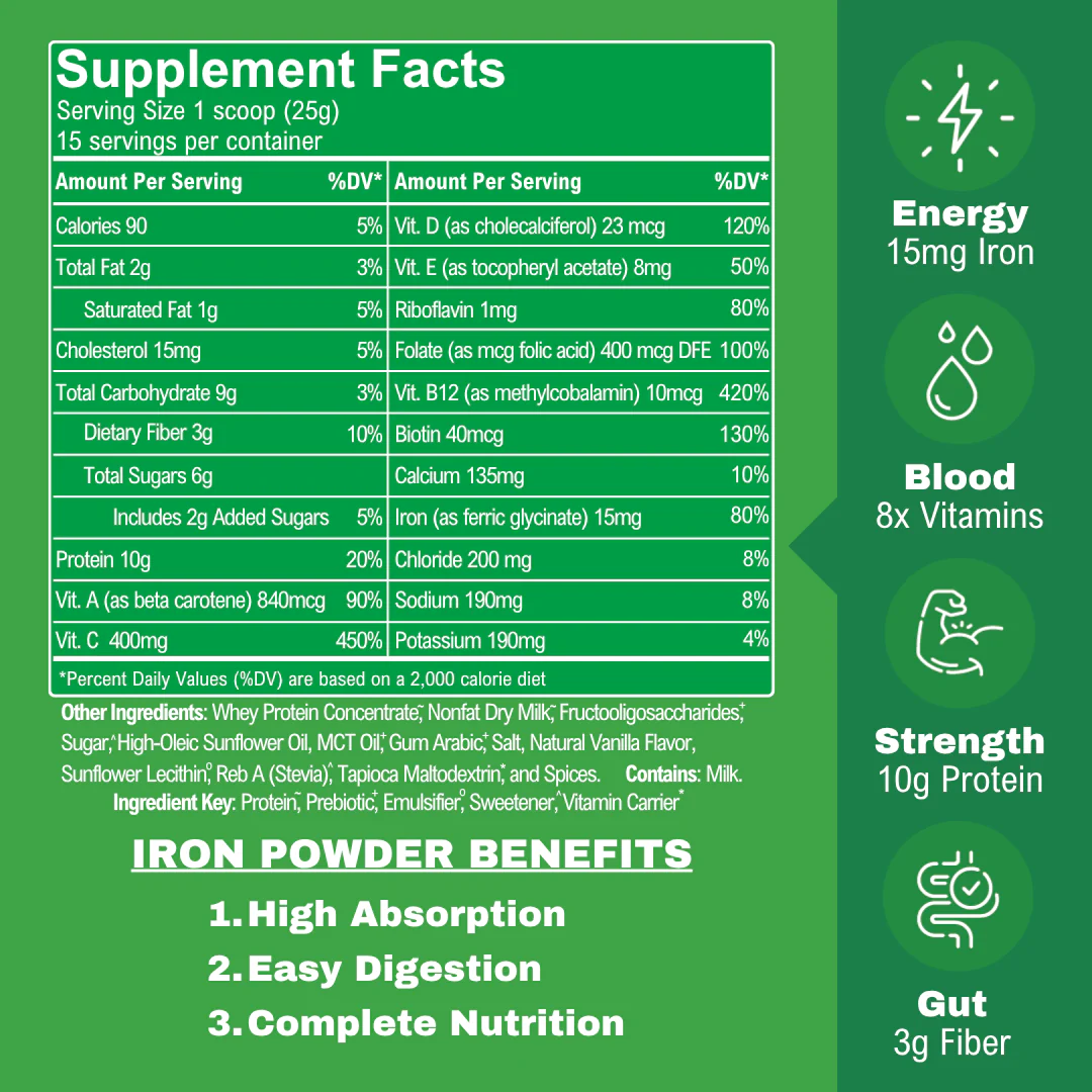 Iron Whey Protein Powder - Creamy Vanilla - Image 6