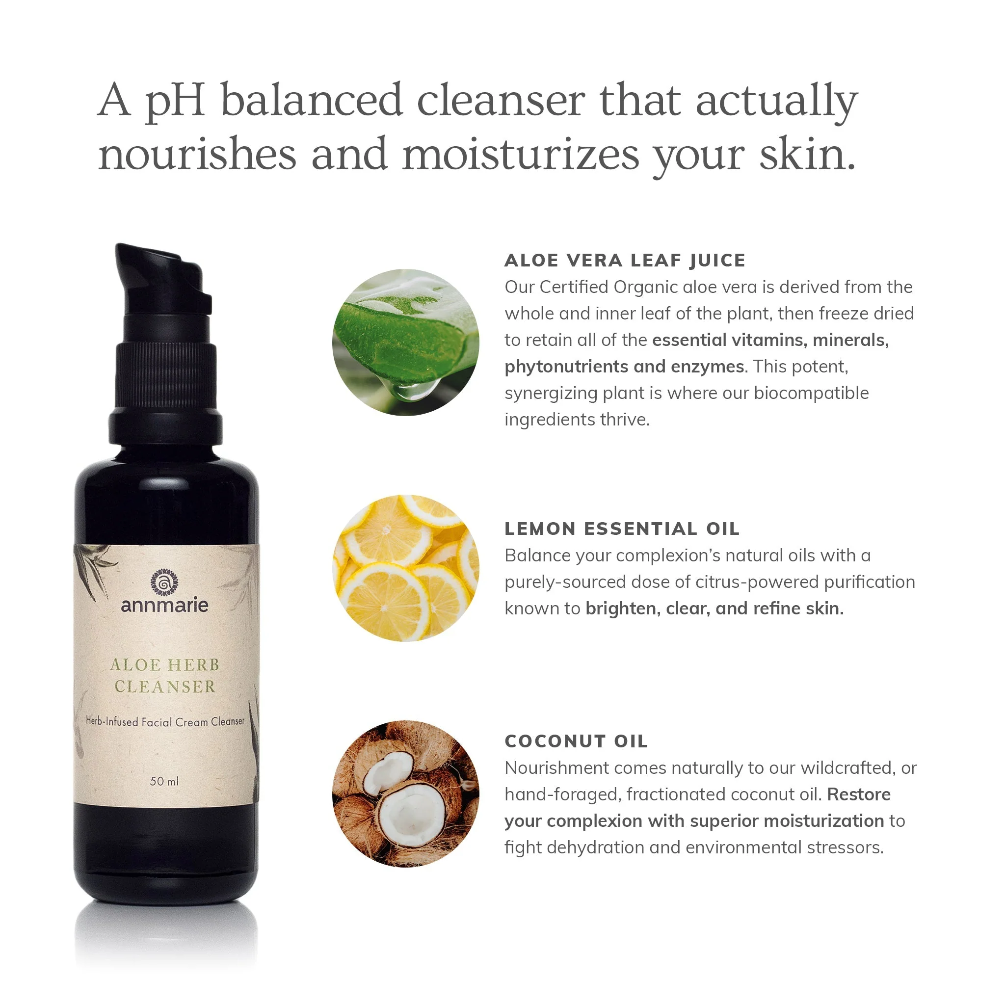 Aloe Vera Herb Cream Face Cleanser - 1.7 Oz - Image 2
