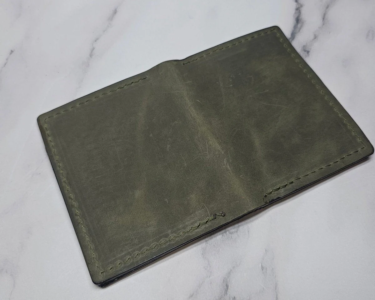 Army Green Military Card Holder - Tactical Style Leather Wallet with ID - Image 4