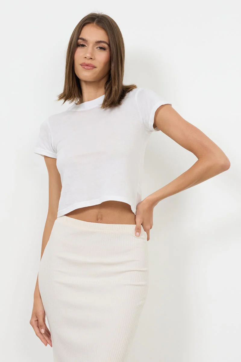 Basic Fitted Crop Cotton Tee - Image 5