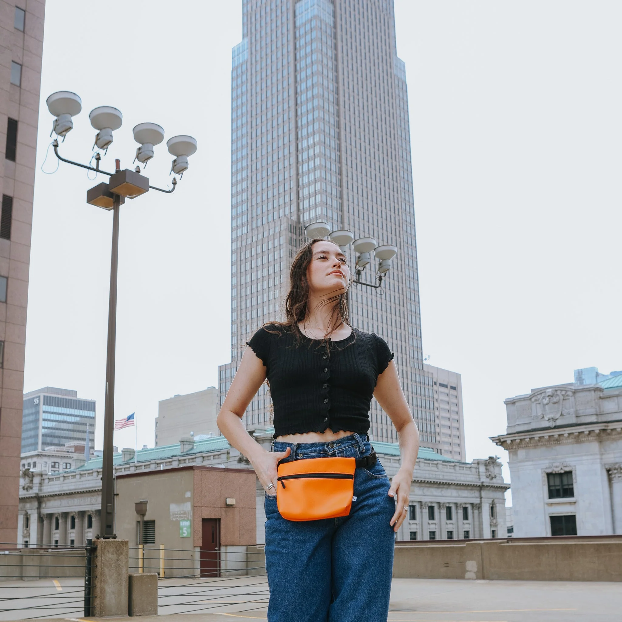 Vegan Leather Belt Bag, Fanny Pack - Black - Image 6