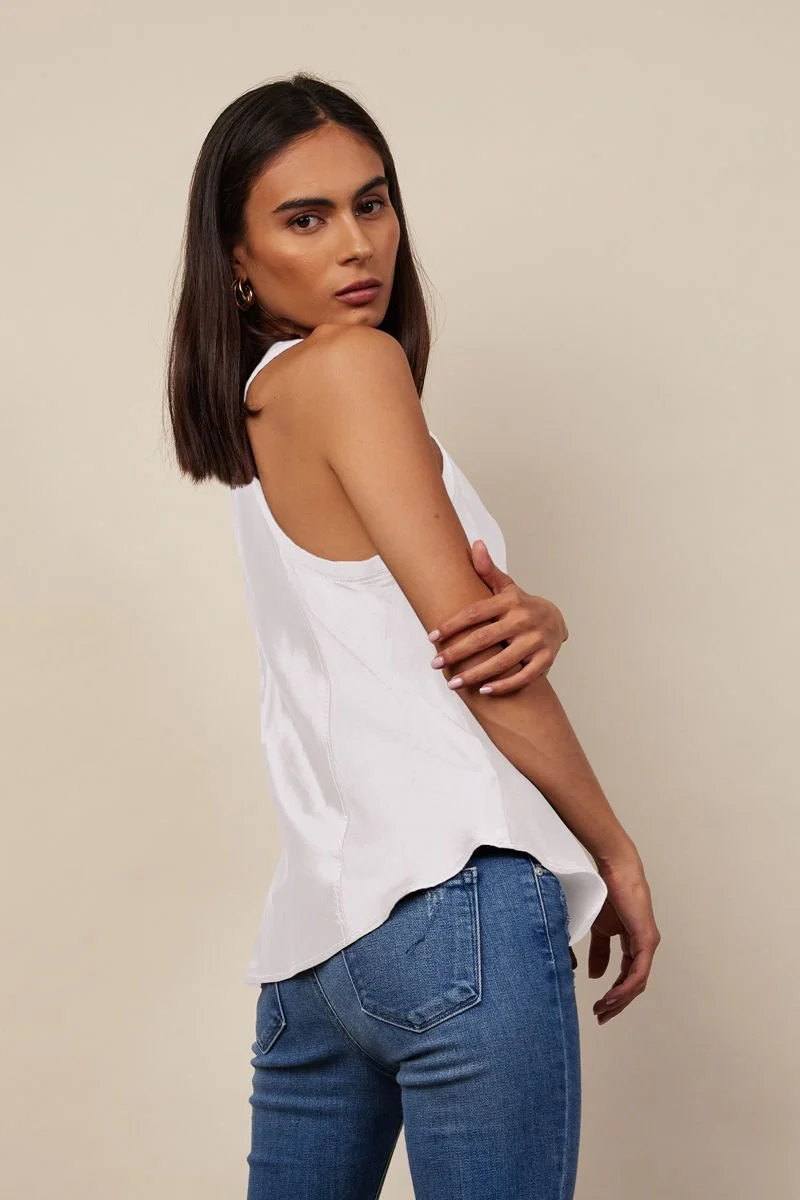 Bridget Silky V-Neck Relaxed Tank Top - Image 16