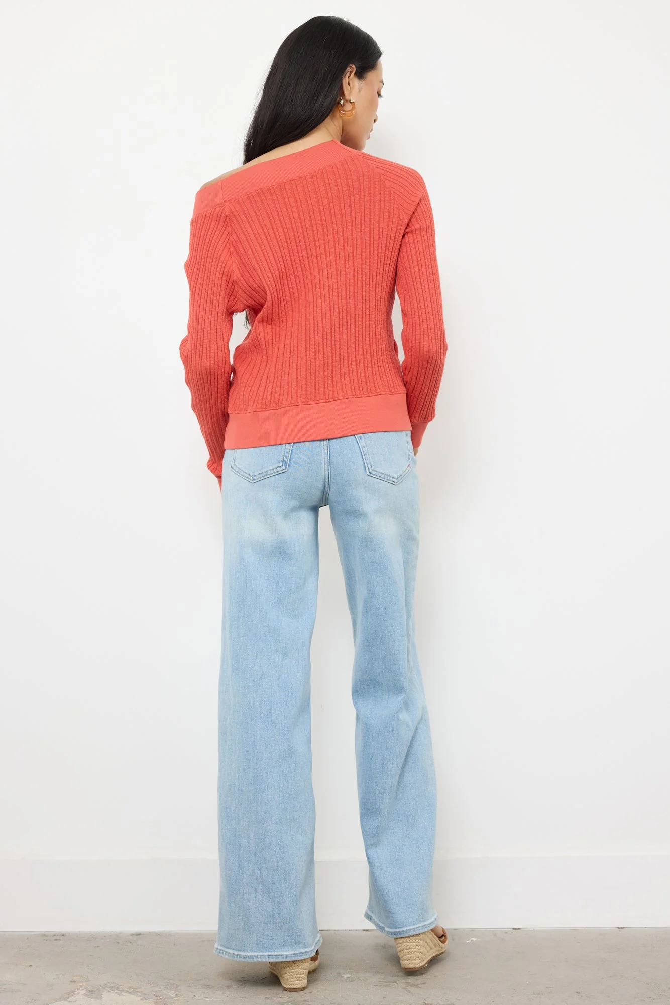 Off Shoulder Striped Pullover - Image 4