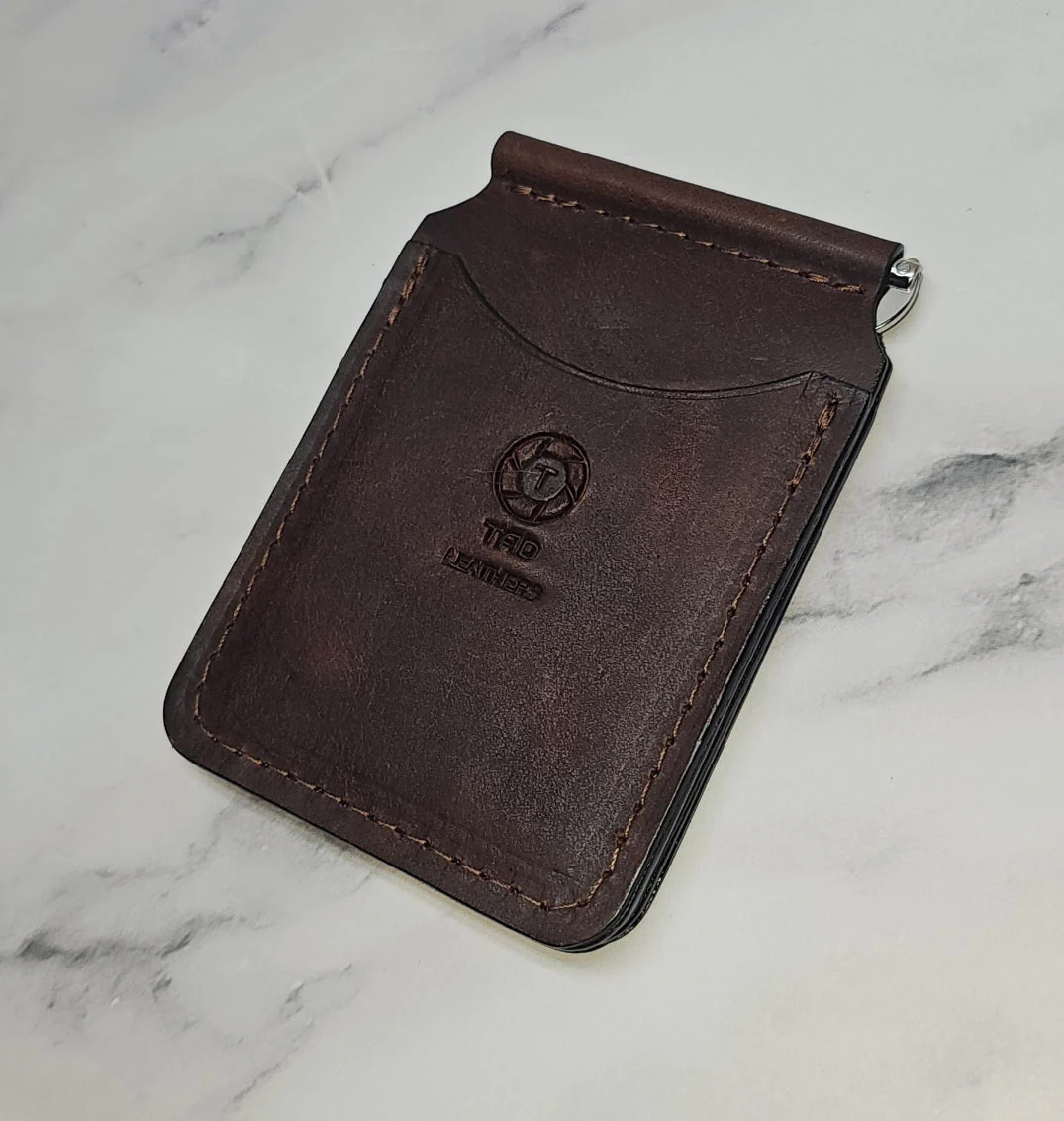 Leather Money Clip Wallet - Chocolate Brown - Image 3