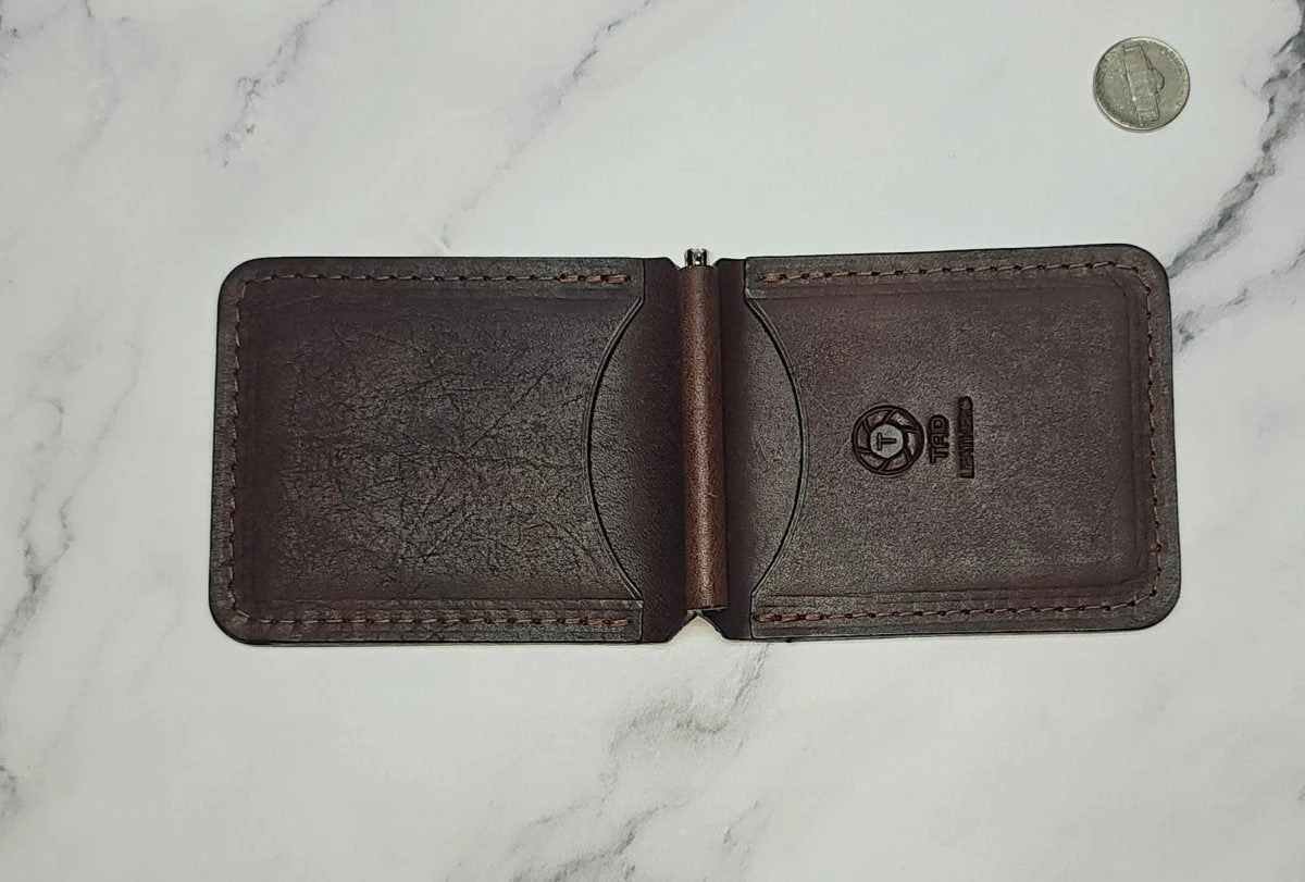 Leather Money Clip Wallet - Chocolate Brown - Image 4