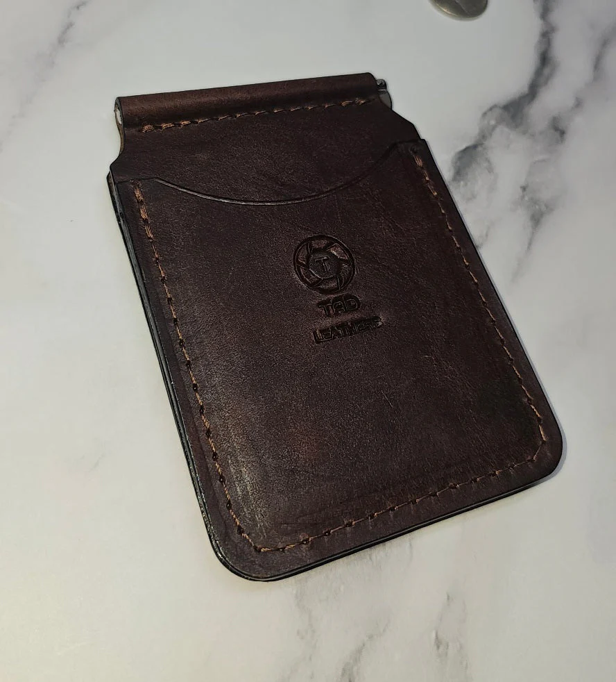 Leather Money Clip Wallet - Chocolate Brown - Image 6
