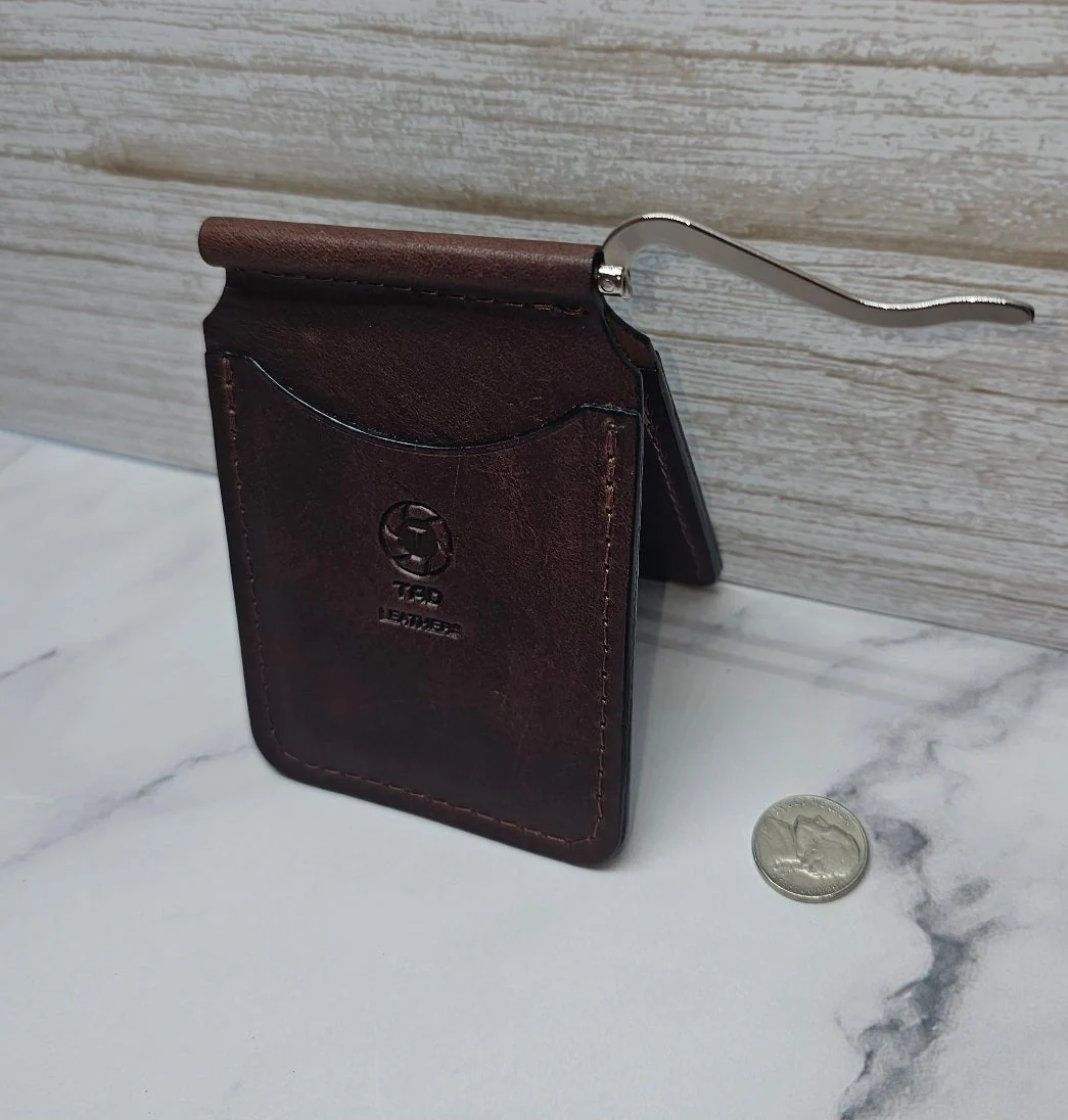 Leather Money Clip Wallet - Chocolate Brown - Image 7