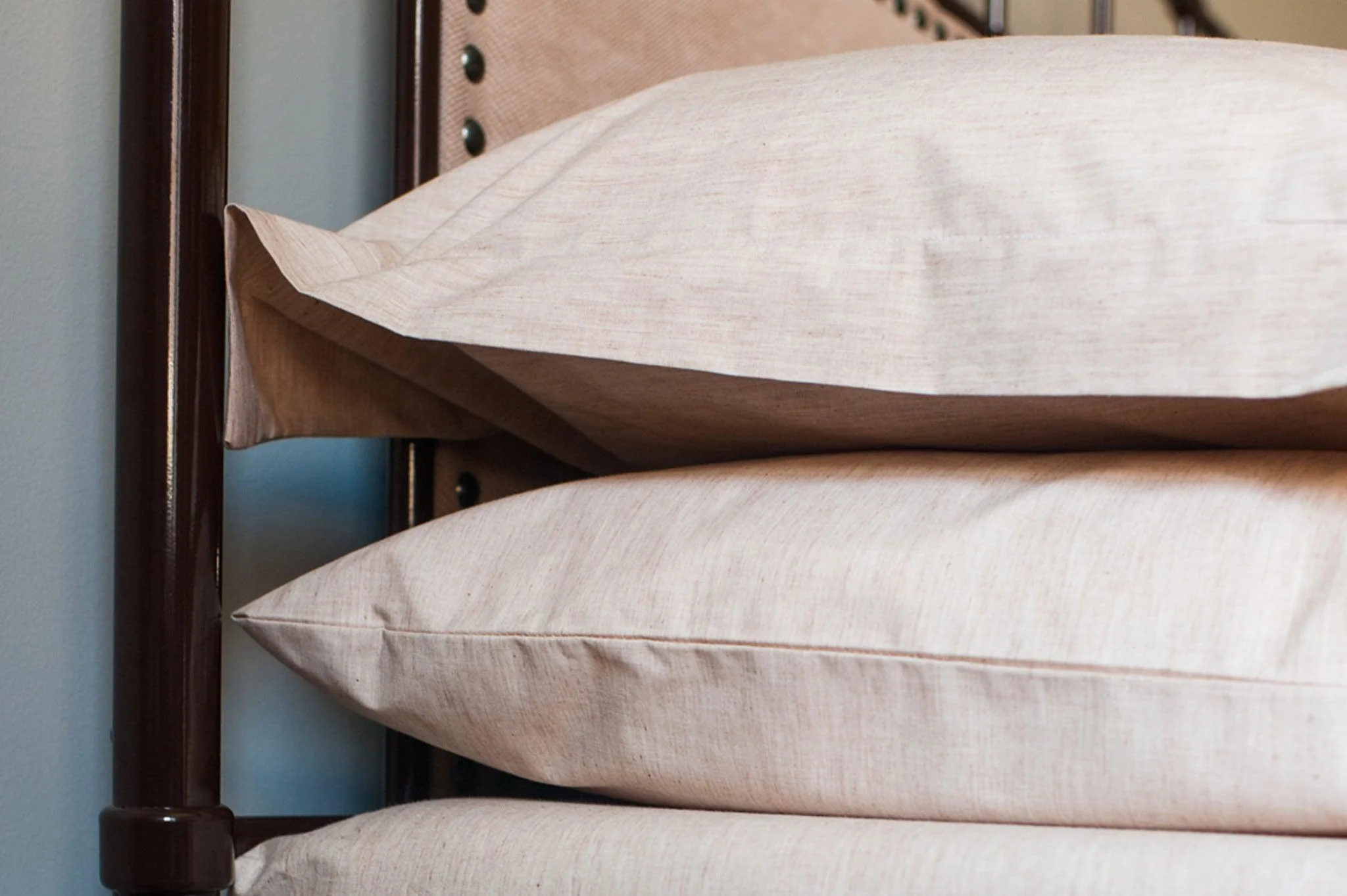 Naturally Dyed Cotton Pillowcases - Coyote Brown - Image 4
