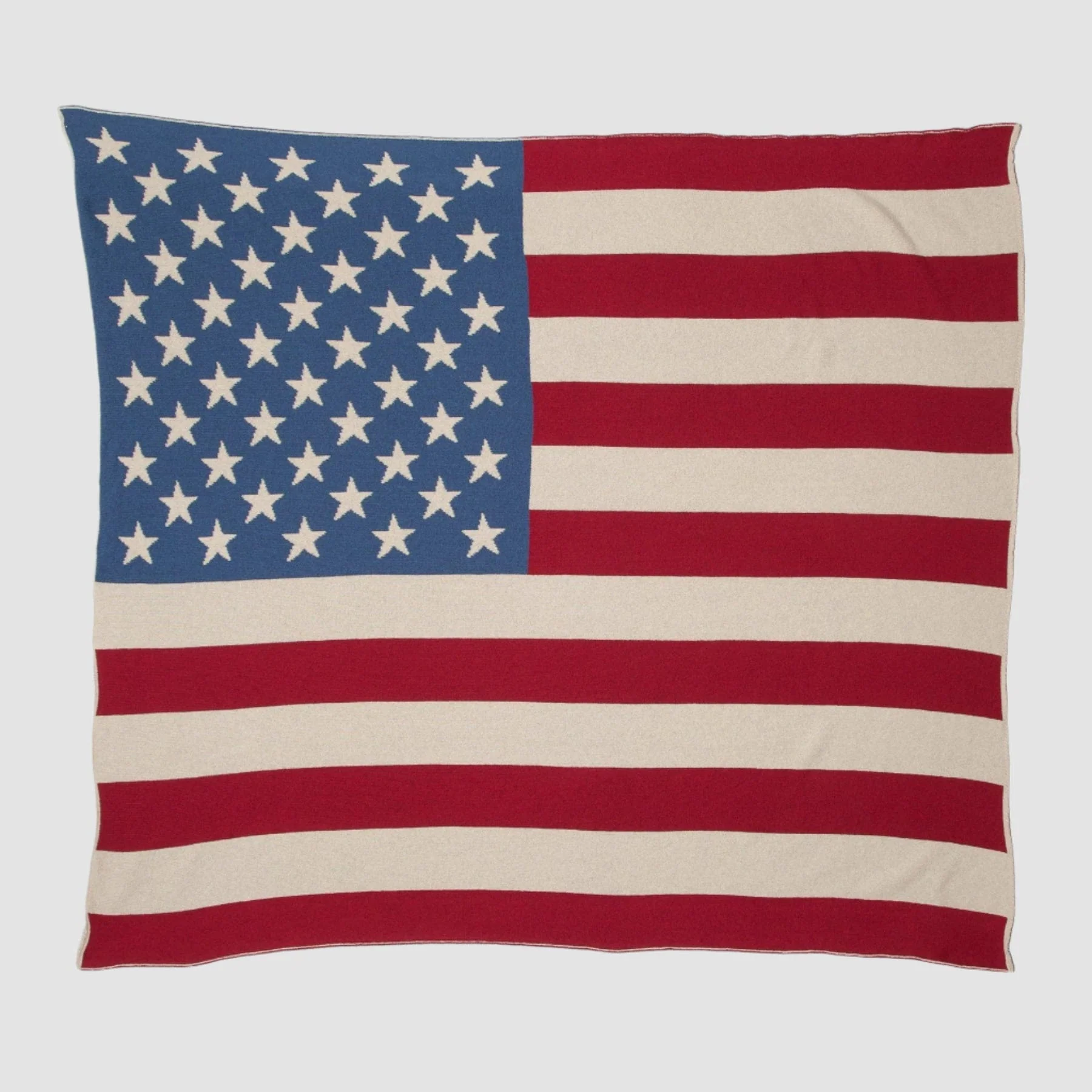 Cotton Sustainable Knit Throw Blanket - Vintage American Flag - Image 2