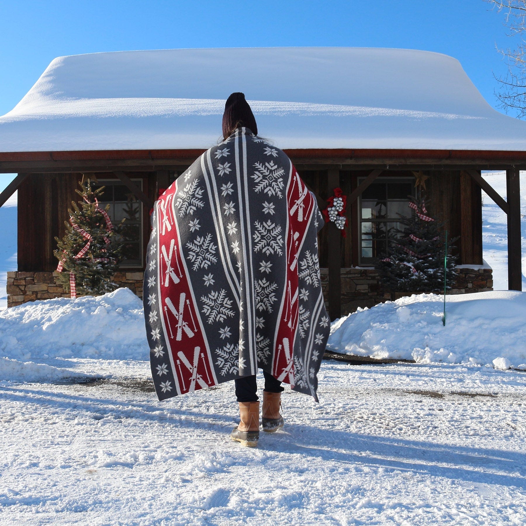 Fair Isle Throw Blanket Recycled Cotton - Skis