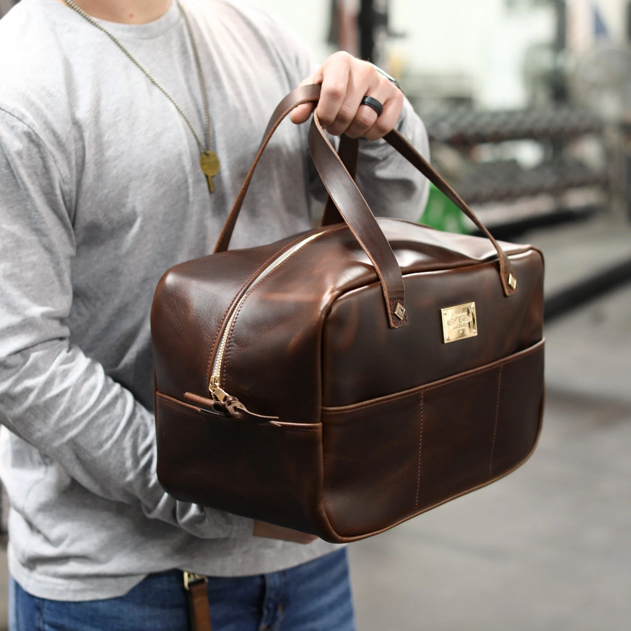 Leather Mini Duffel Crash Bag - Image 4