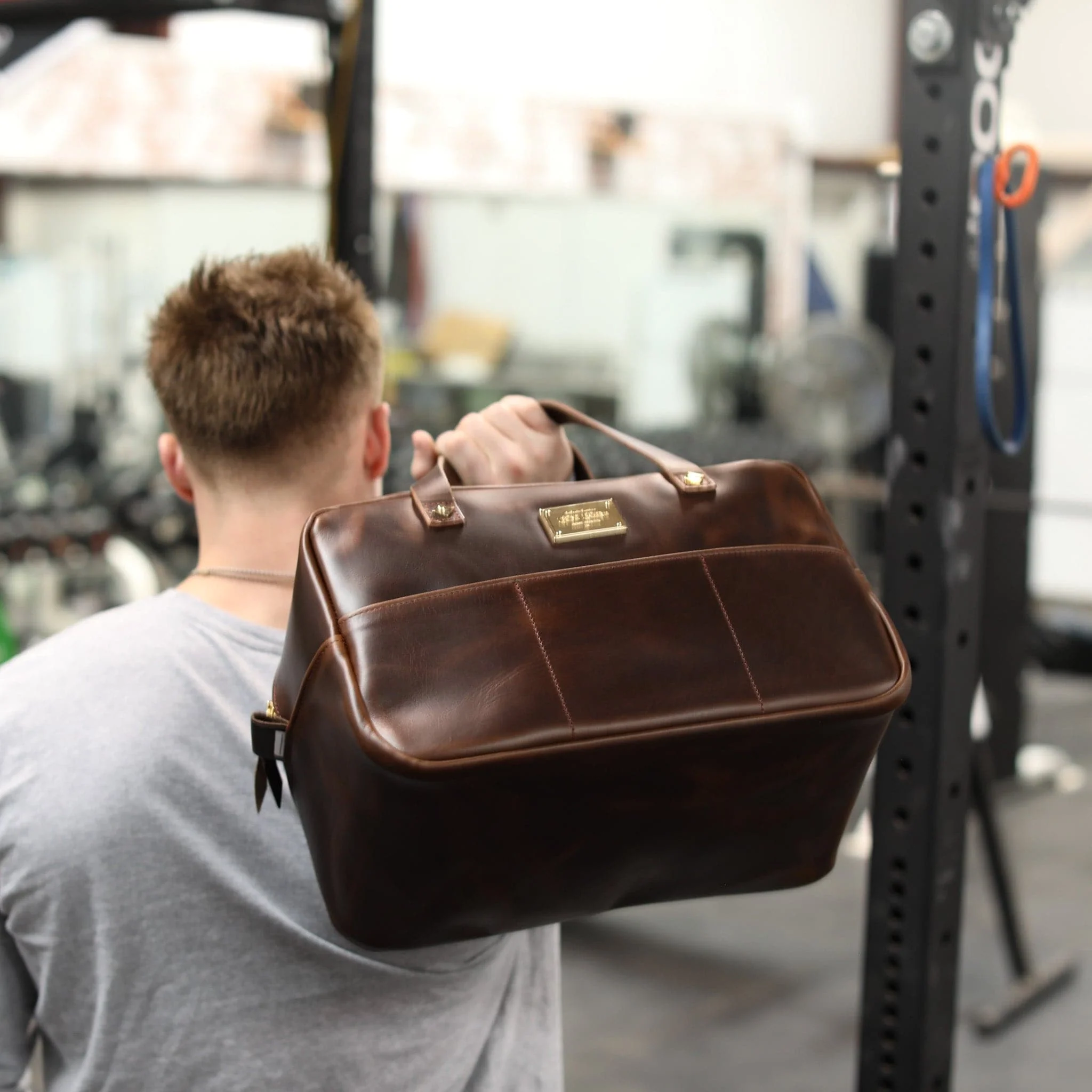 Leather Mini Duffel Crash Bag - Image 5