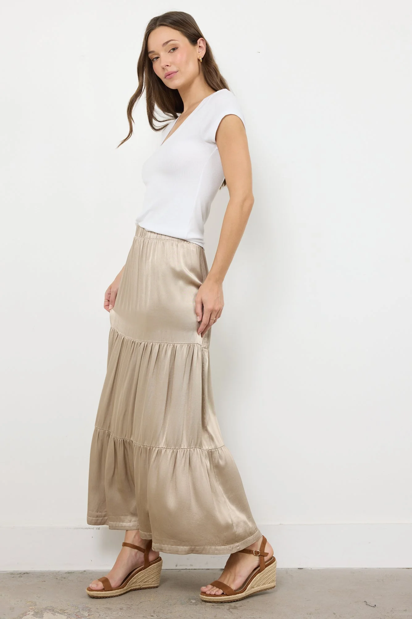 Silky Satin Layered Midi Skirt - Image 4