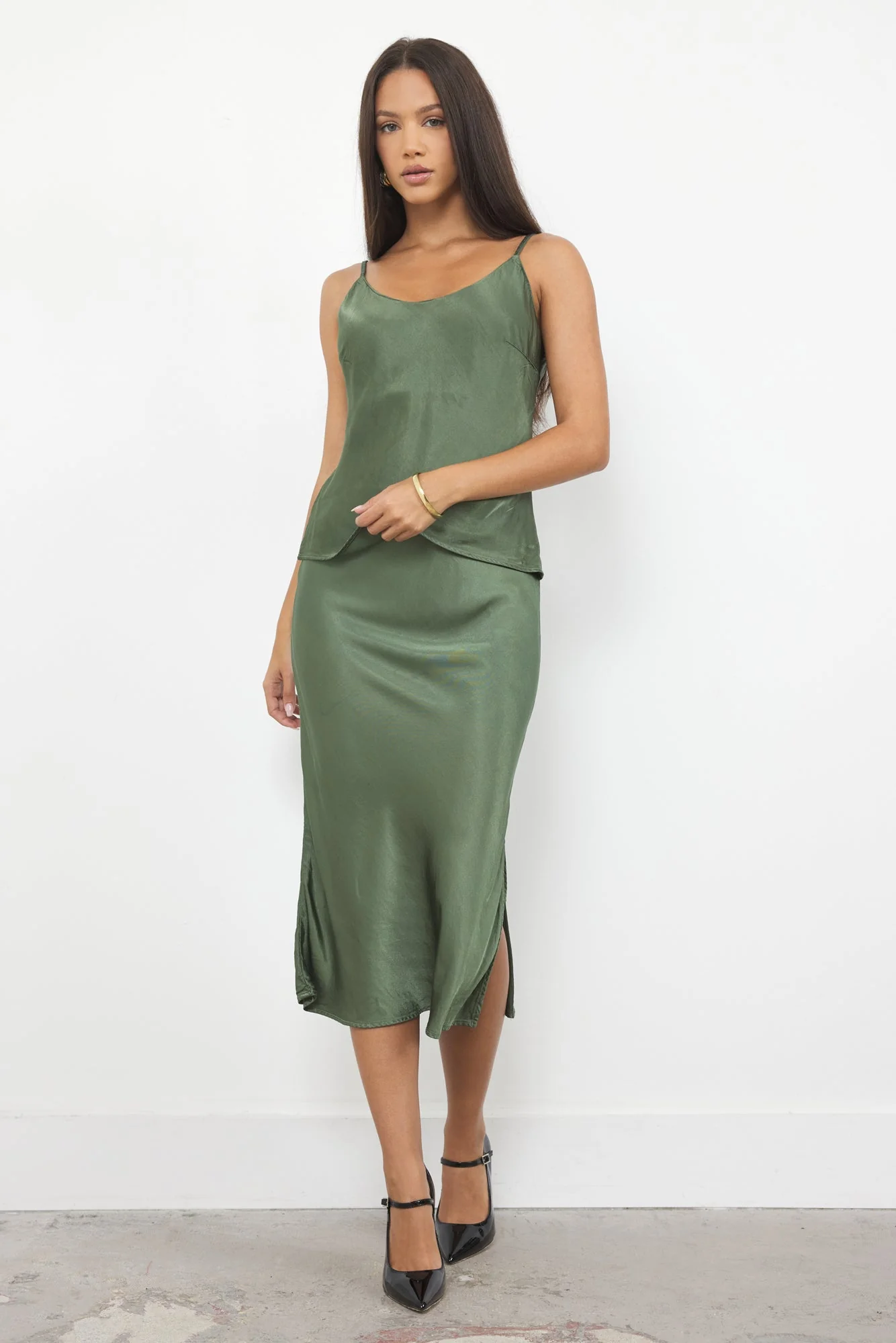 Dorit Silky Slip Skirt with Leg Slip - Image 2