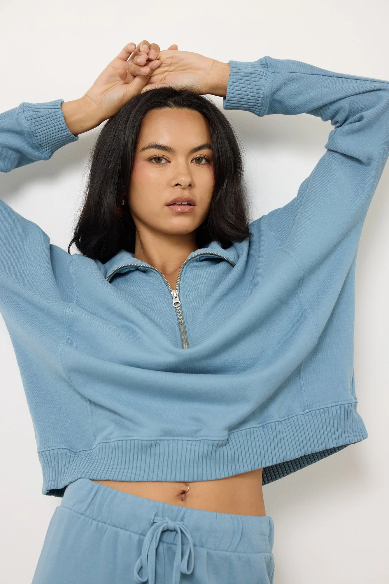 Half Zip Hoodie - Cotton French Terry - Image 7