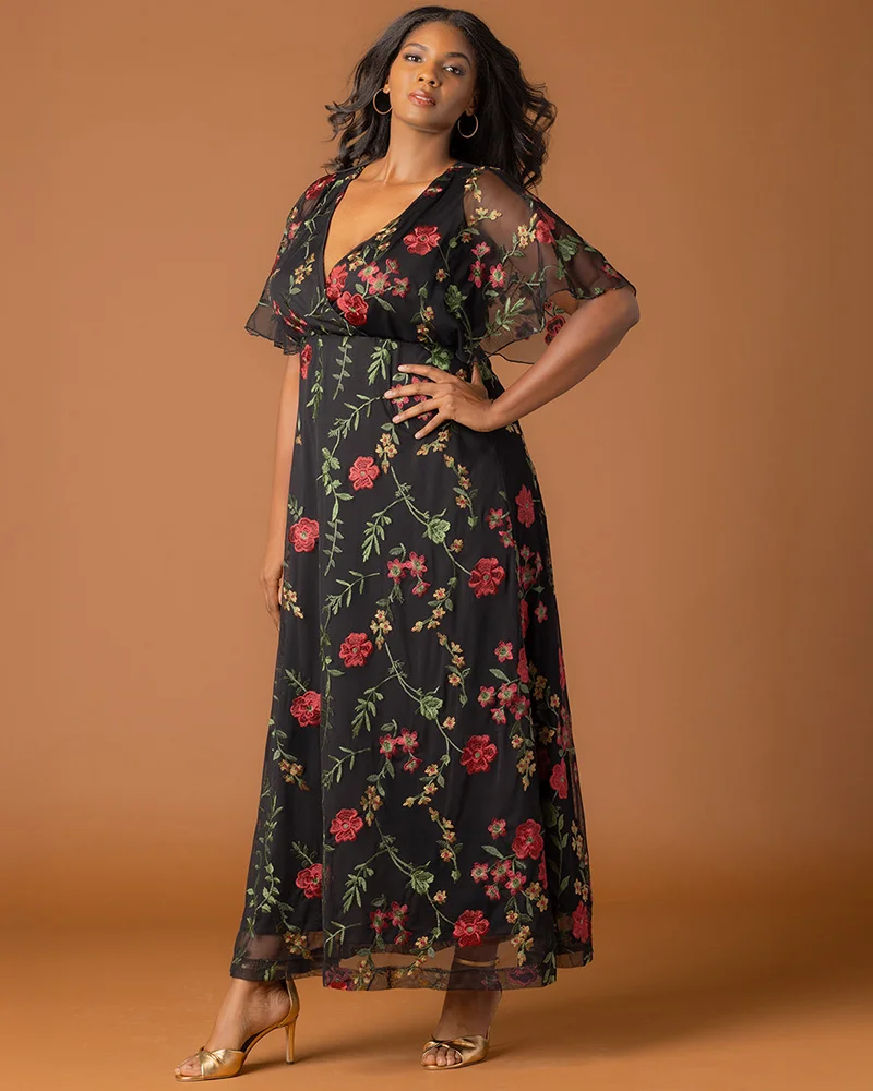 Plus Size Embroidered Elegance Evening Gown - Image 12