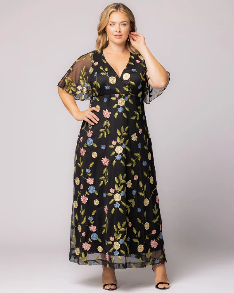 Plus Size Embroidered Elegance Evening Gown - Image 36