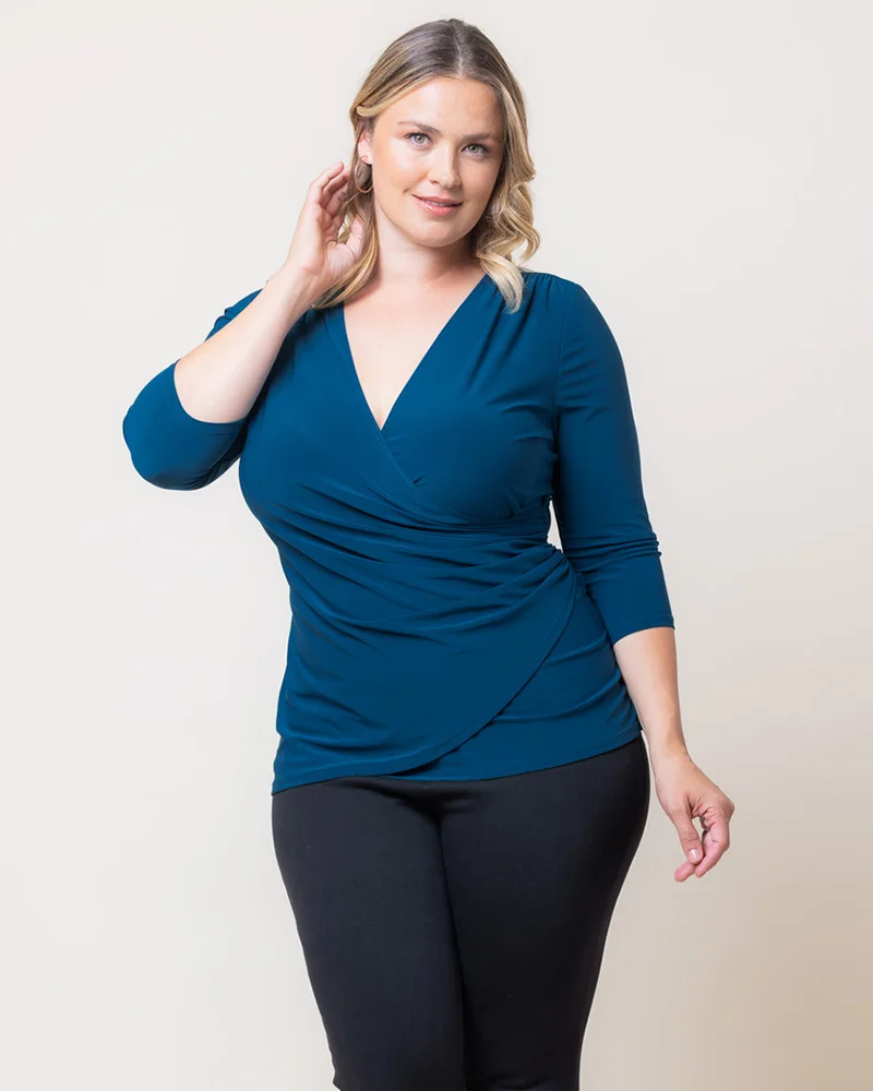 Plus Size Femme Fatale Faux Wrap Top - Image 29