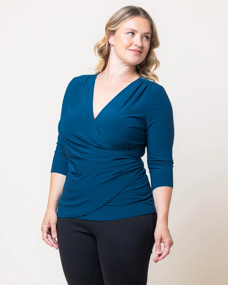 Plus Size Femme Fatale Faux Wrap Top - Image 30