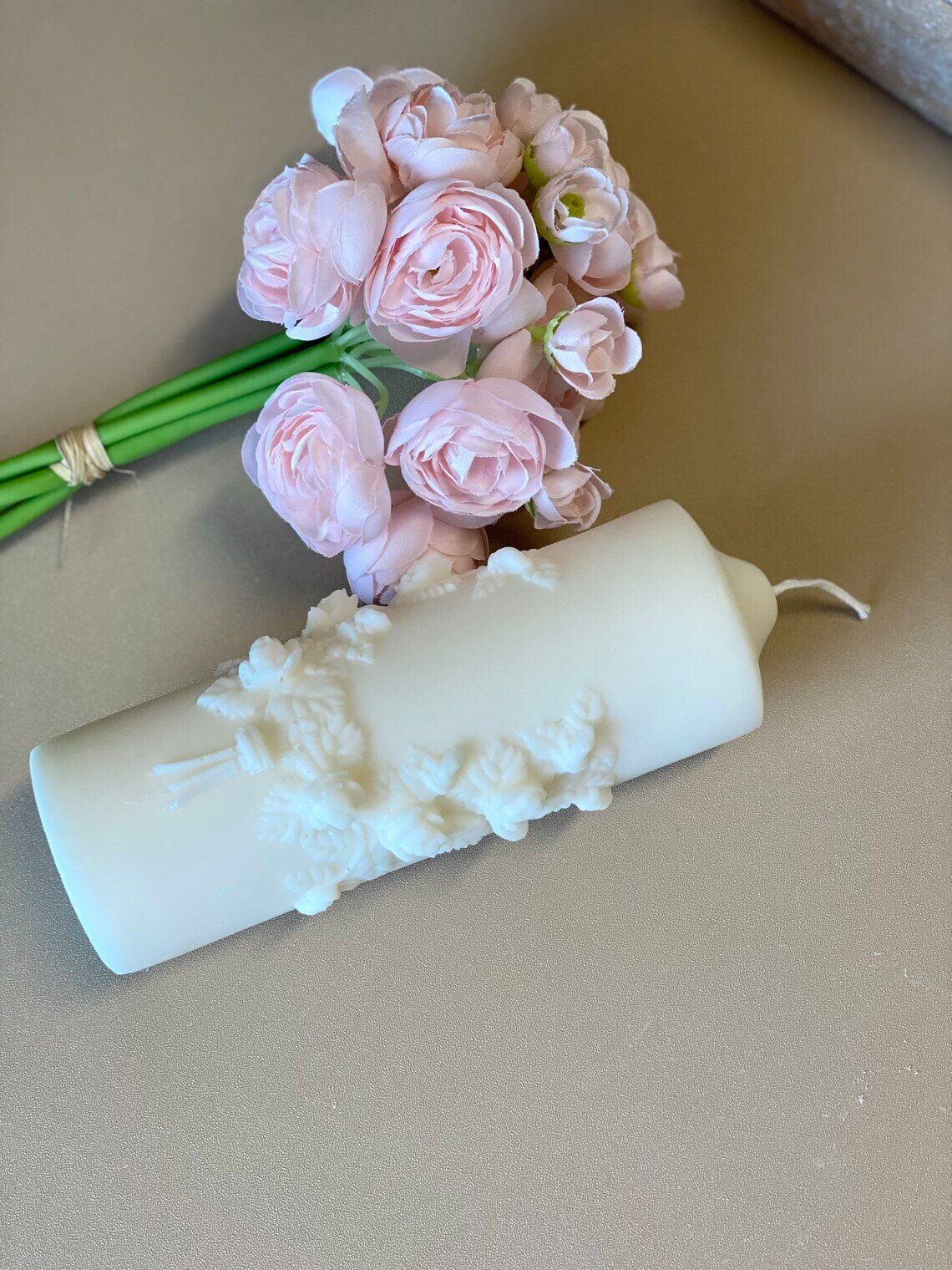Botanical Floral Sculptural Soy Wax Pillar Candle - Image 8