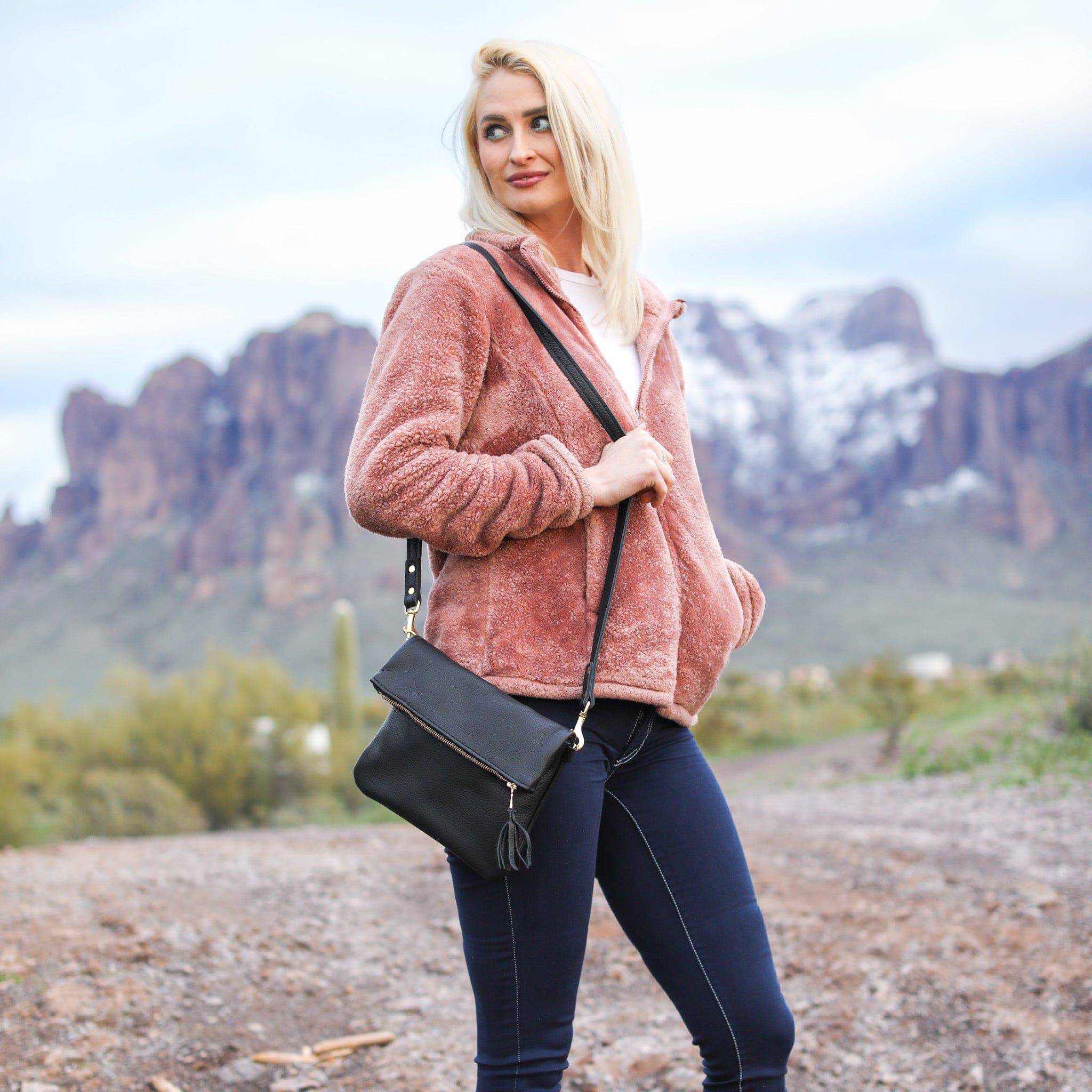 Leather Foldover Crossbody Clutch - Image 2