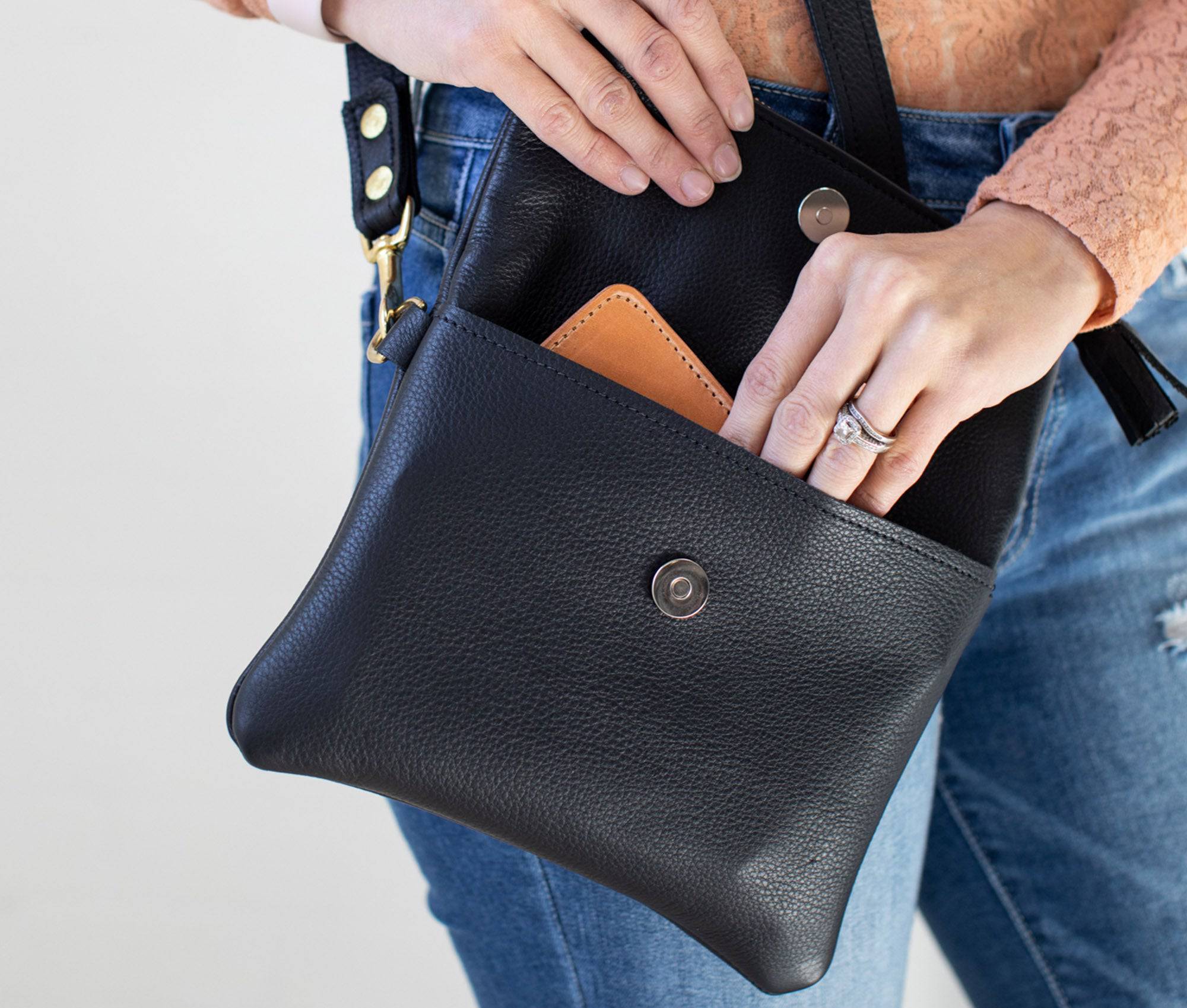 Leather Foldover Crossbody Clutch - Image 3