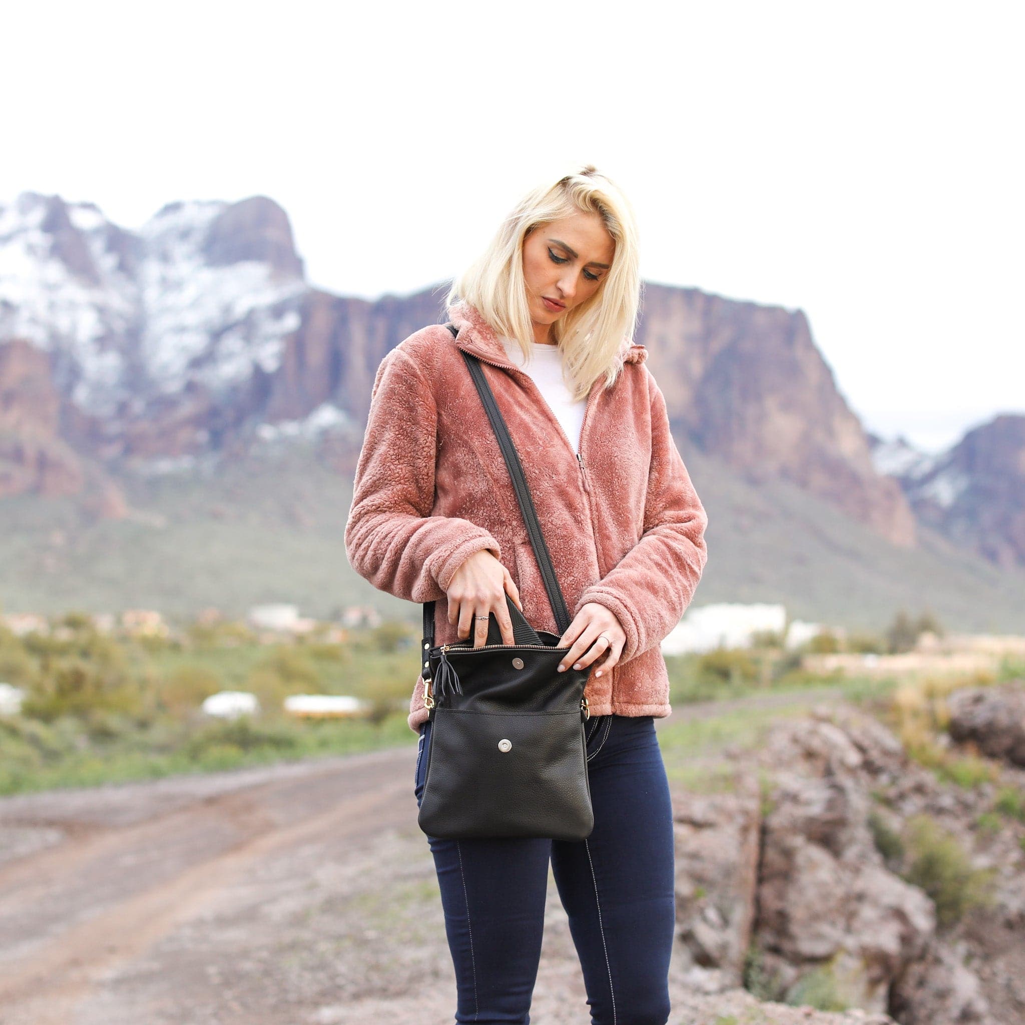 Leather Foldover Crossbody Clutch - Image 6