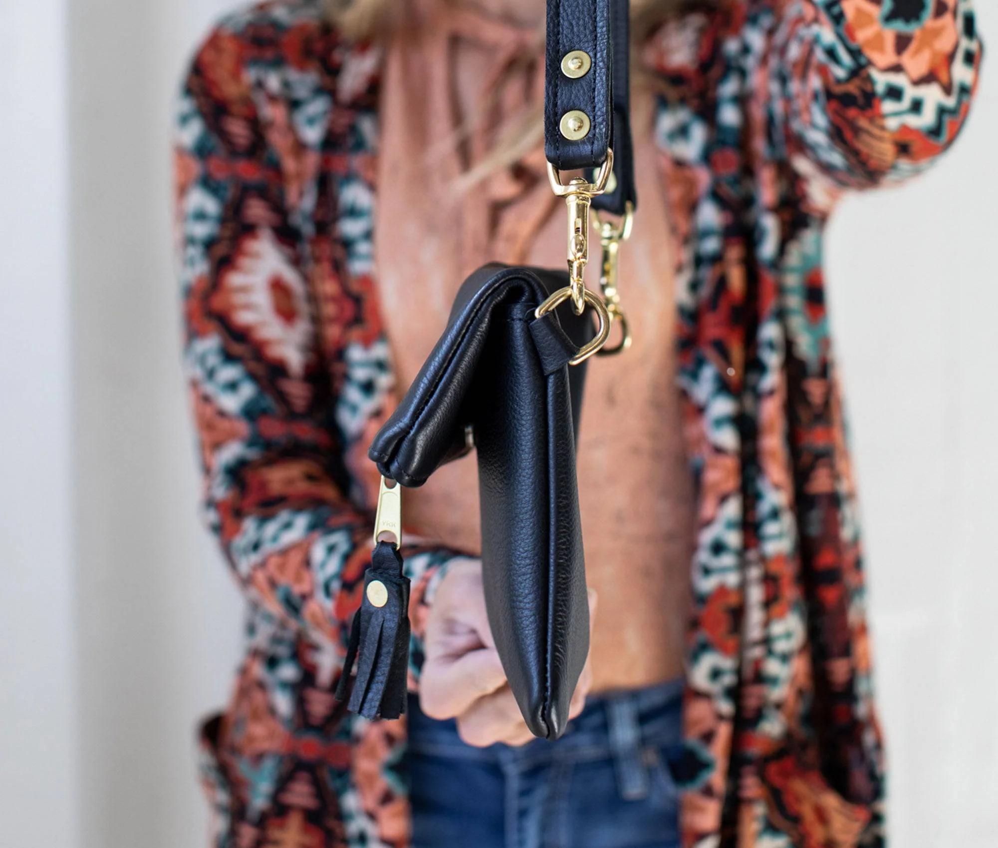 Leather Foldover Crossbody Clutch - Image 7