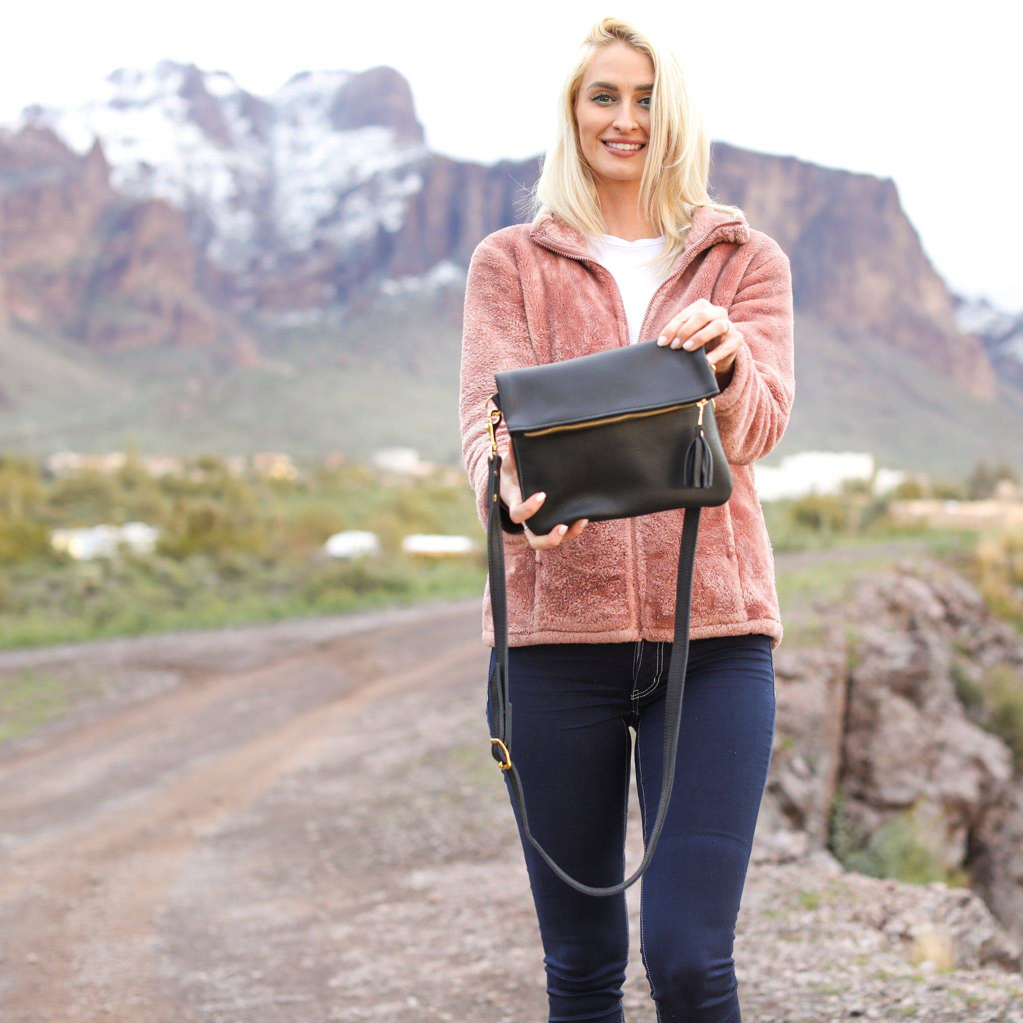 Leather Foldover Crossbody Clutch - Image 8