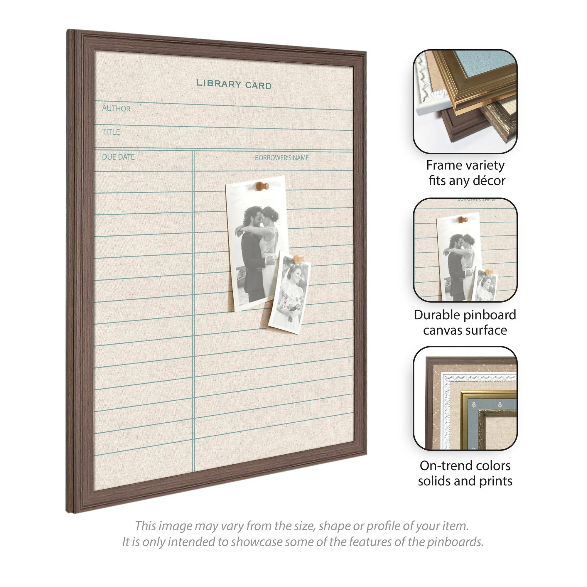Framed Fabric Pinboard Linen Library Card Wall Organization - Image 14