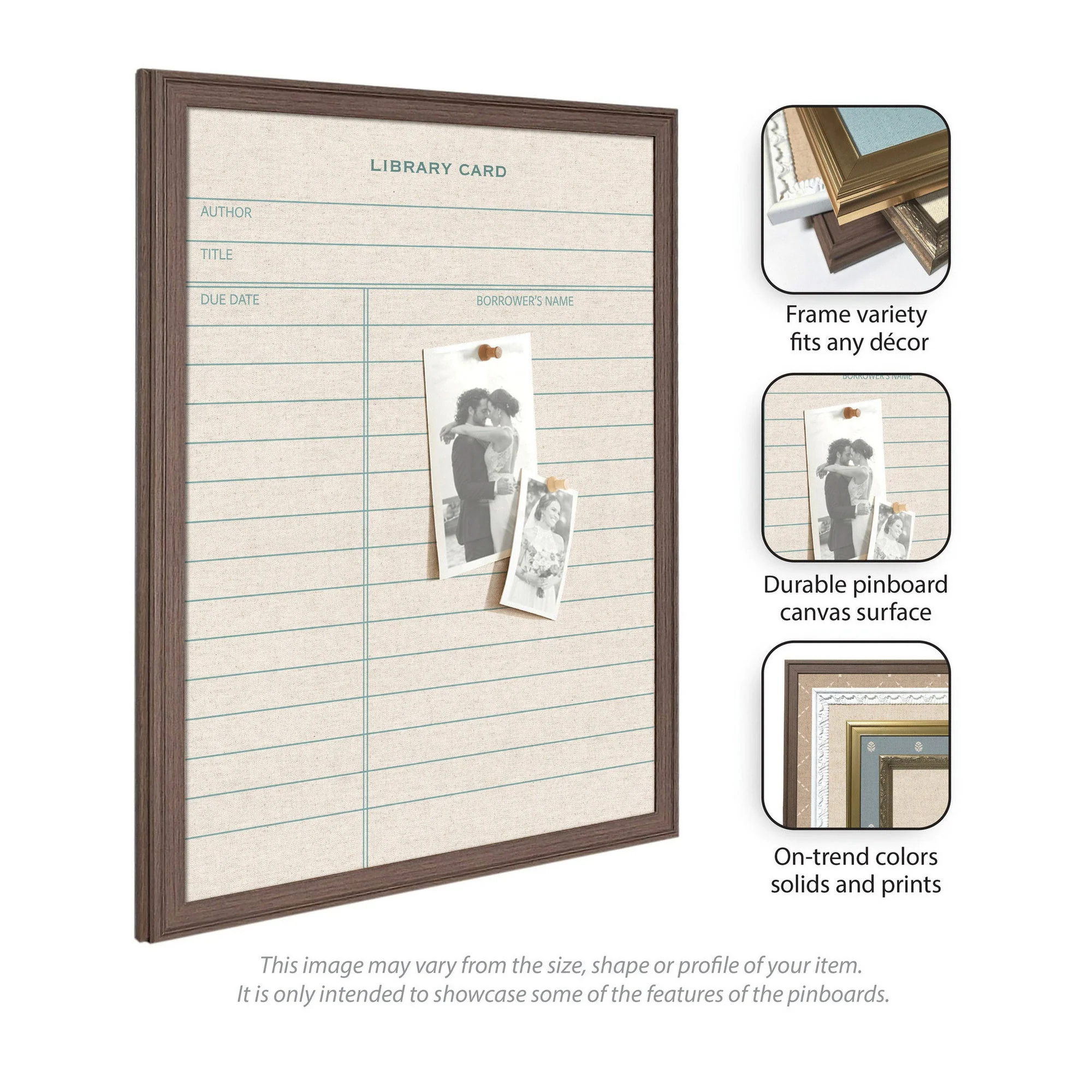 Framed Fabric Pinboard Linen Library Card Wall Organization - Image 17