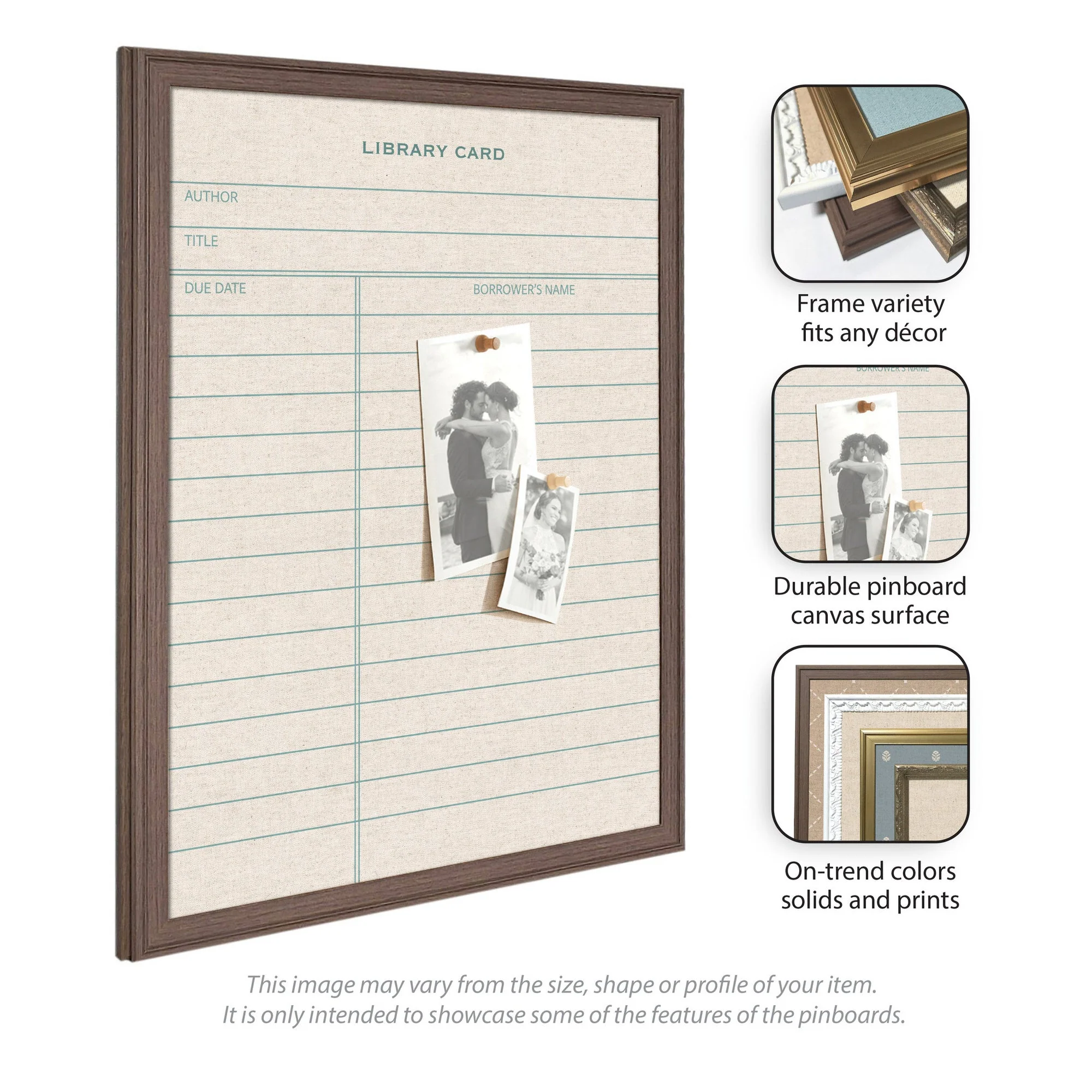 Framed Fabric Pinboard Linen Library Card Wall Organization - Image 9