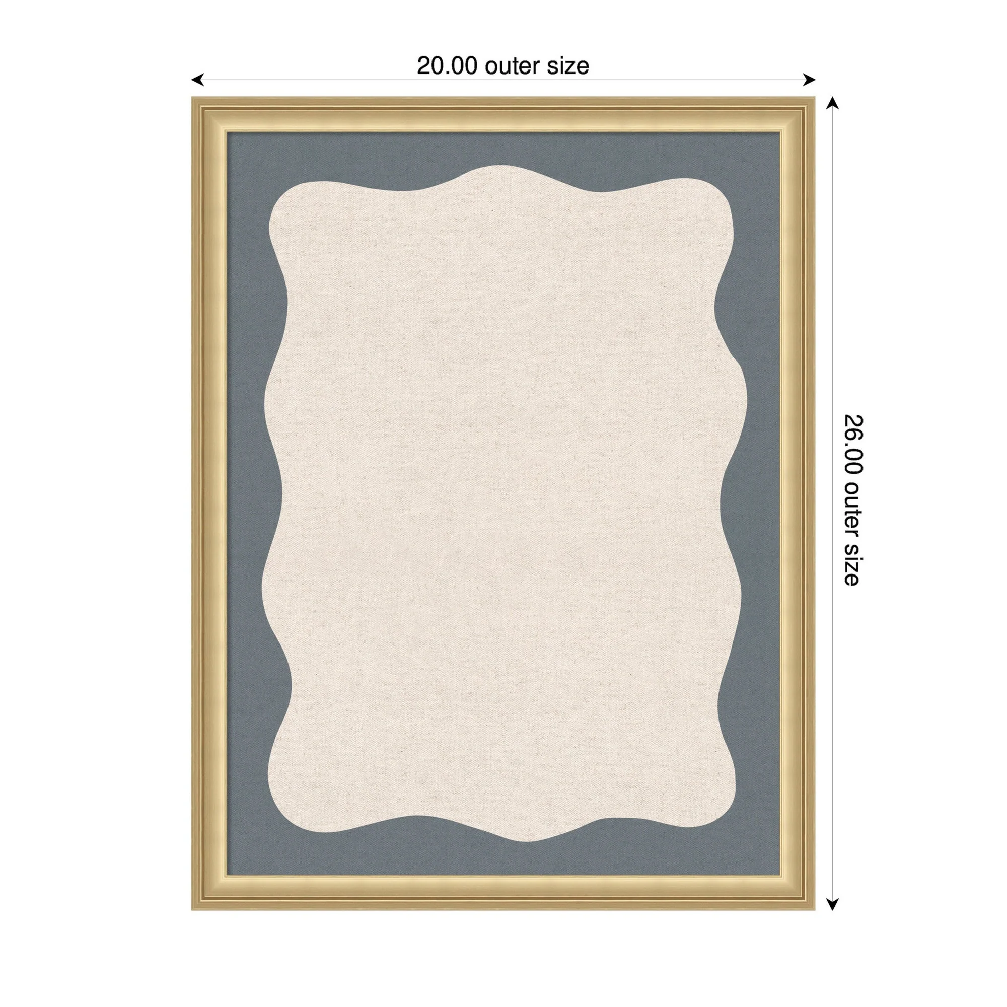 Framed Fabric Pinboard Wavy Linen and Smokey Blue Wall Organization - Image 13