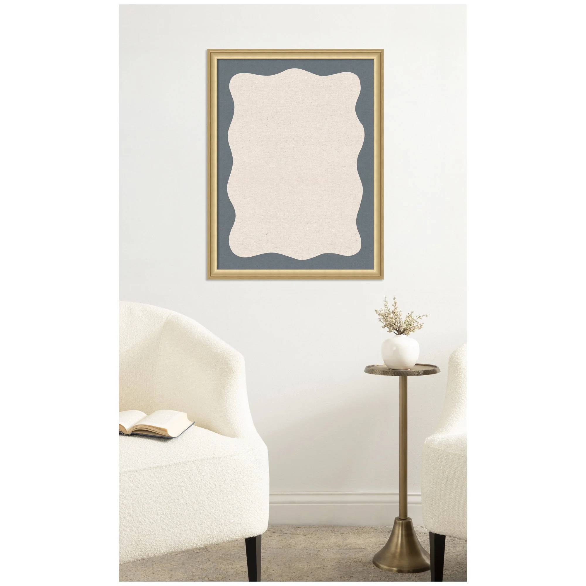 Framed Fabric Pinboard Wavy Linen and Smokey Blue Wall Organization - Image 16