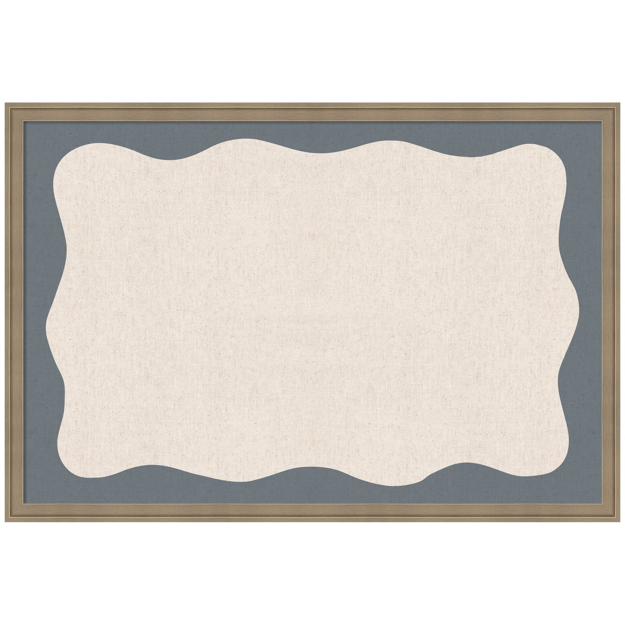 Framed Fabric Pinboard Wavy Linen and Smokey Blue Wall Organization - Image 4