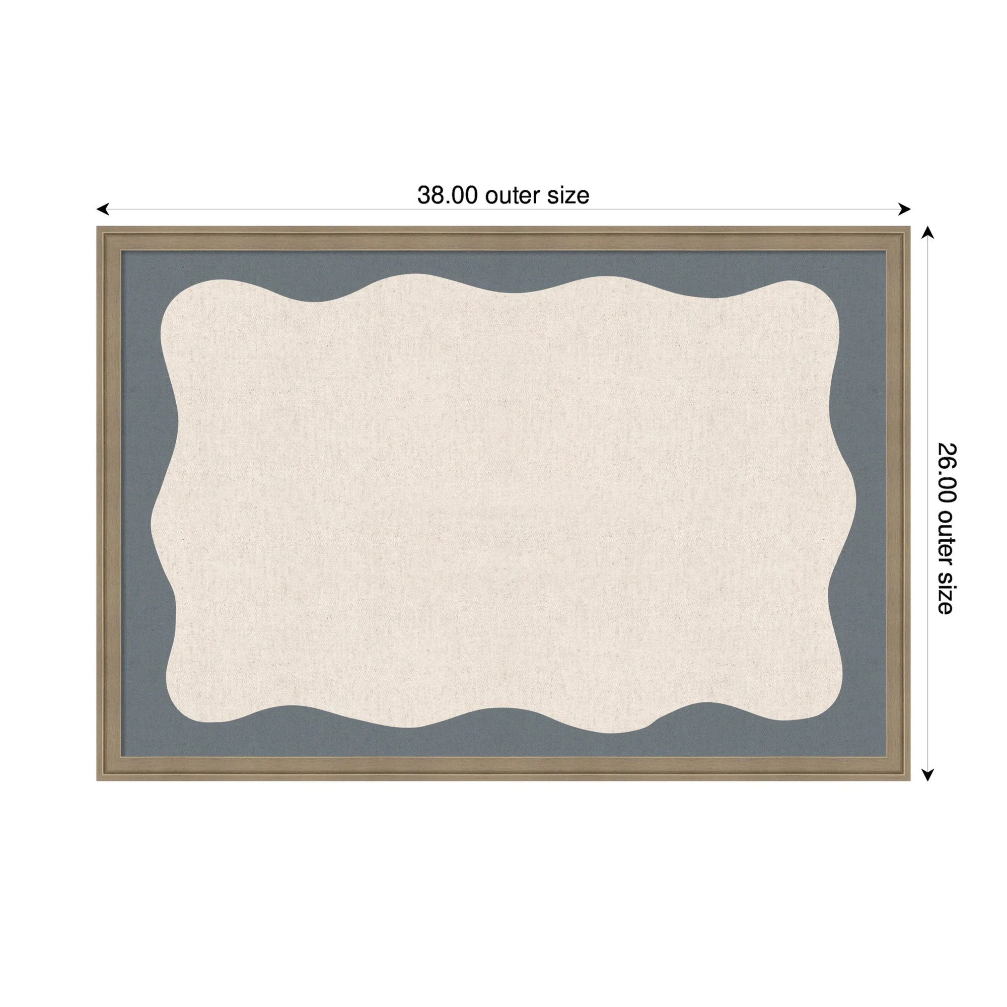 Framed Fabric Pinboard Wavy Linen and Smokey Blue Wall Organization - Image 5