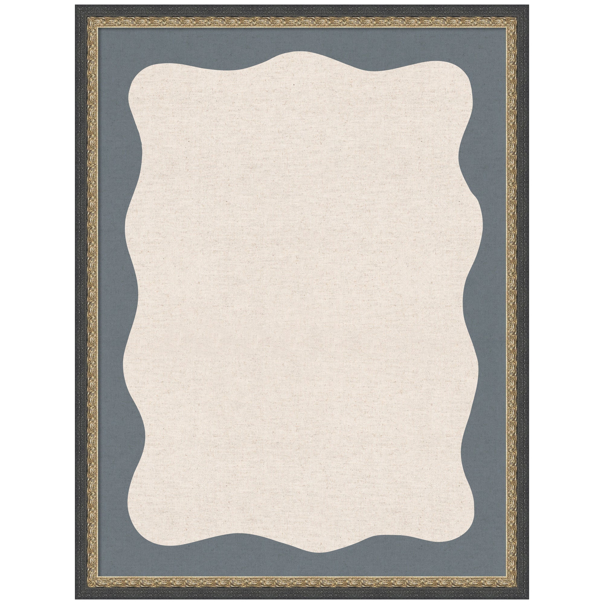 Framed Fabric Pinboard Wavy Linen and Smokey Blue Wall Organization - Image 6