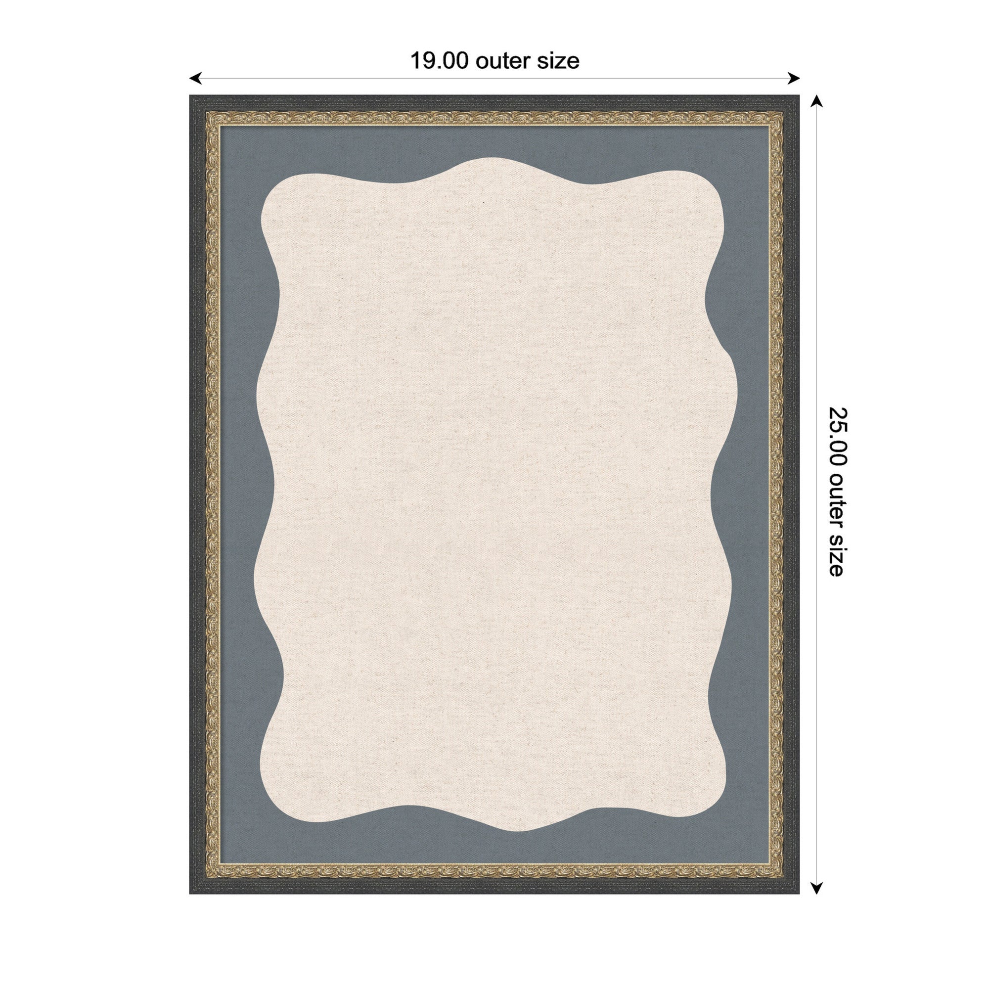 Framed Fabric Pinboard Wavy Linen and Smokey Blue Wall Organization - Image 7