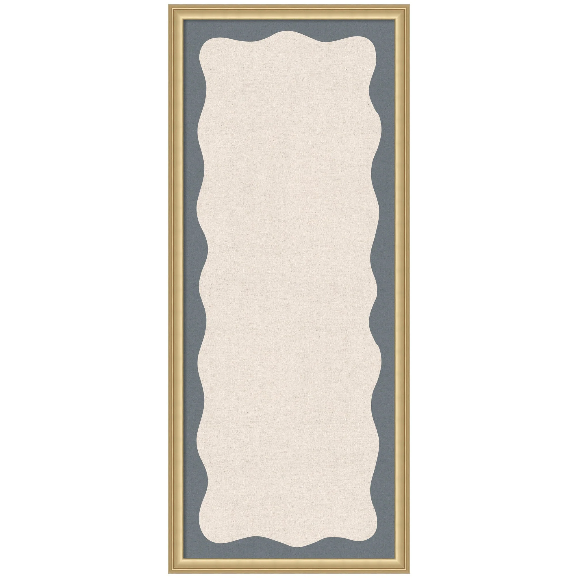 Framed Fabric Pinboard Wavy Linen and Smokey Blue Wall Organization - Image 8