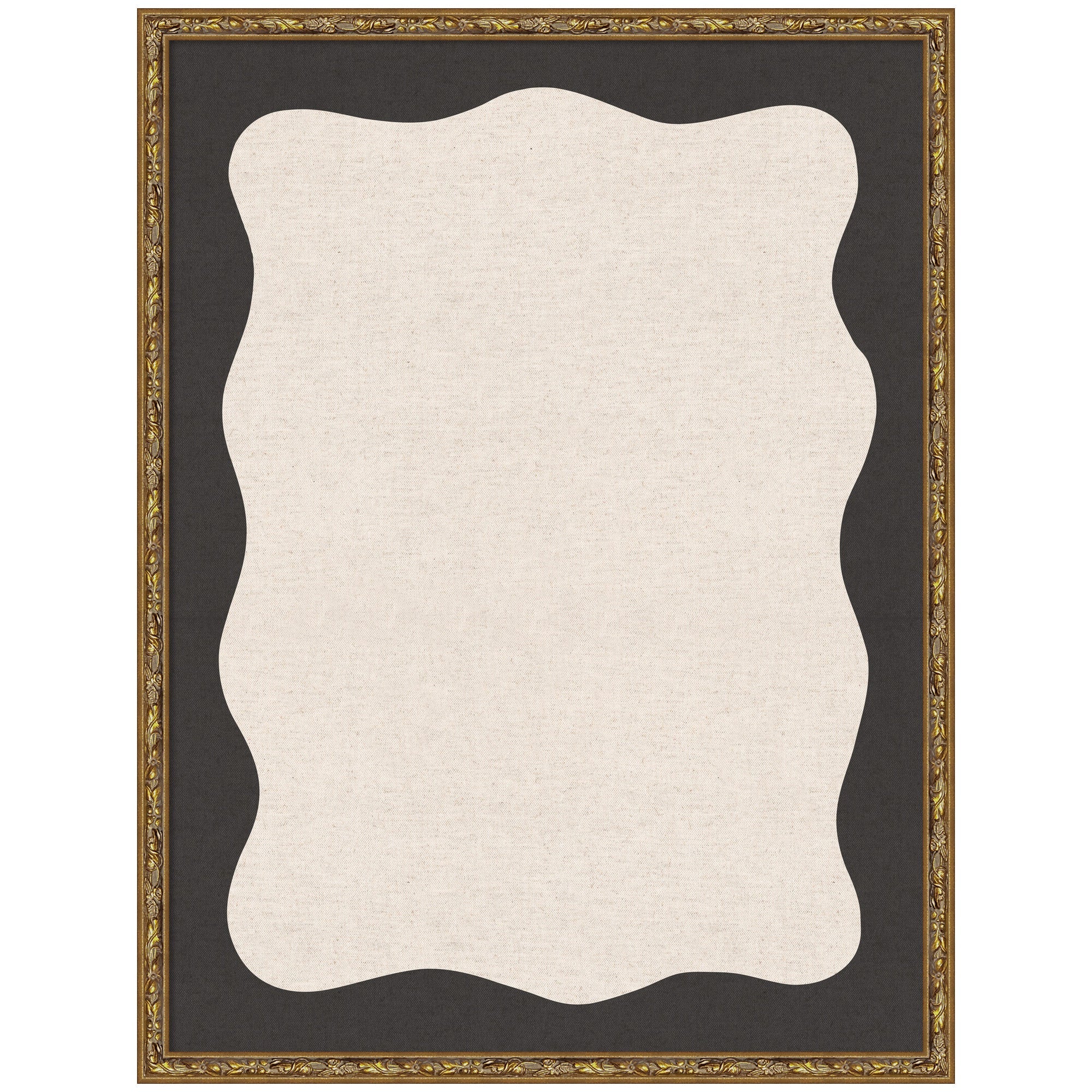 Framed Fabric Pinboard Wavy Linen Light and Black Wall Organization - Image 13