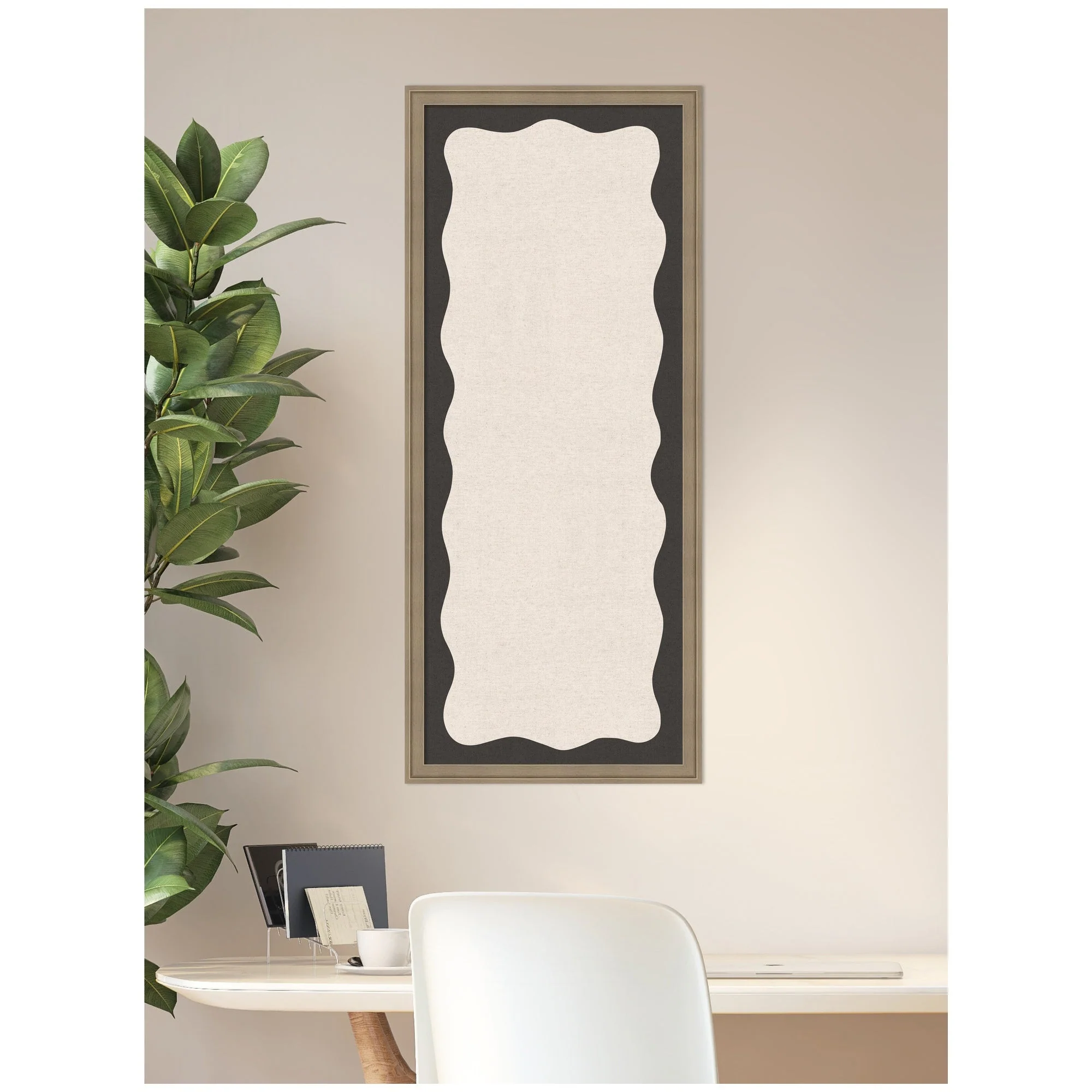 Framed Fabric Pinboard Wavy Linen Light and Black Wall Organization - Image 18