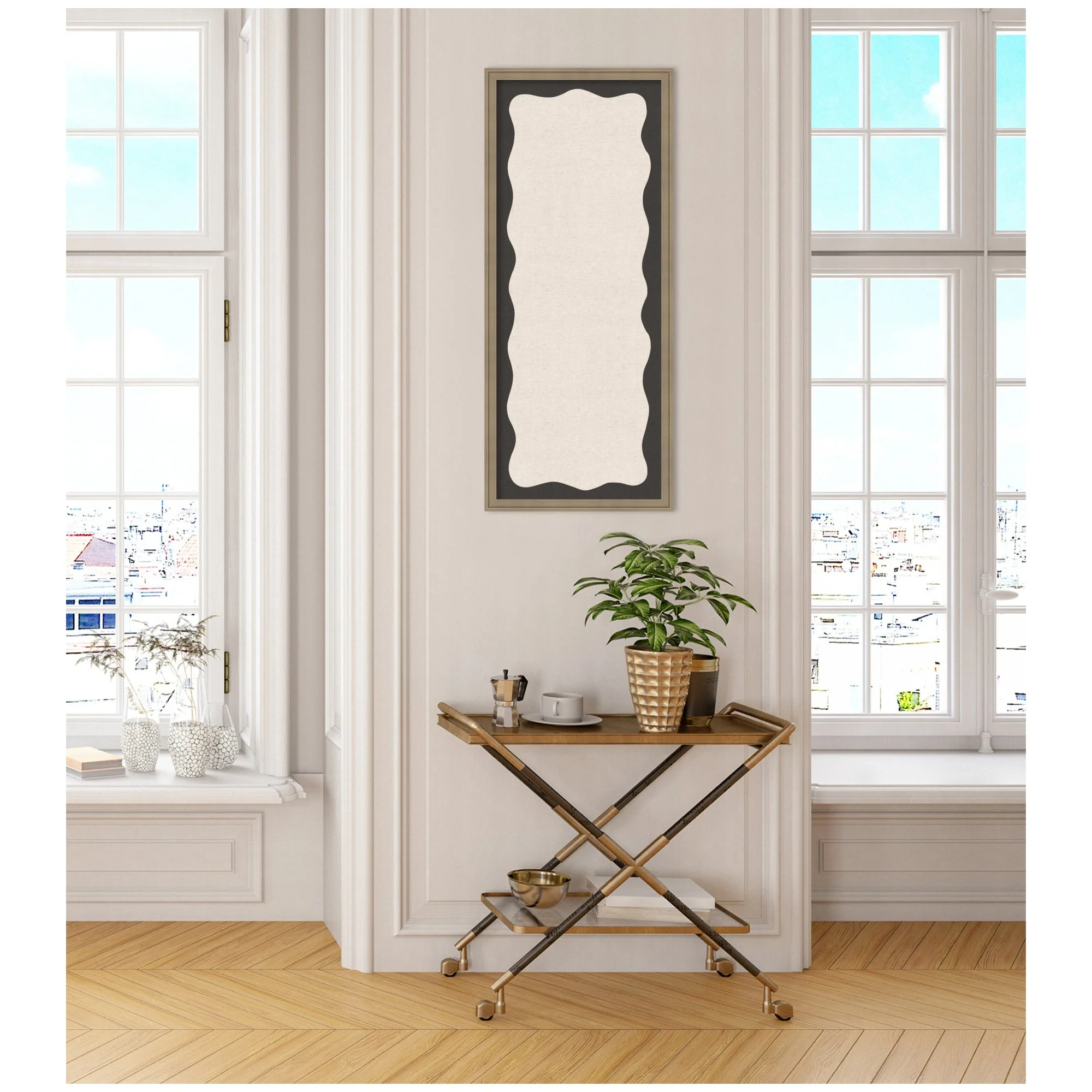 Framed Fabric Pinboard Wavy Linen Light and Black Wall Organization - Image 22