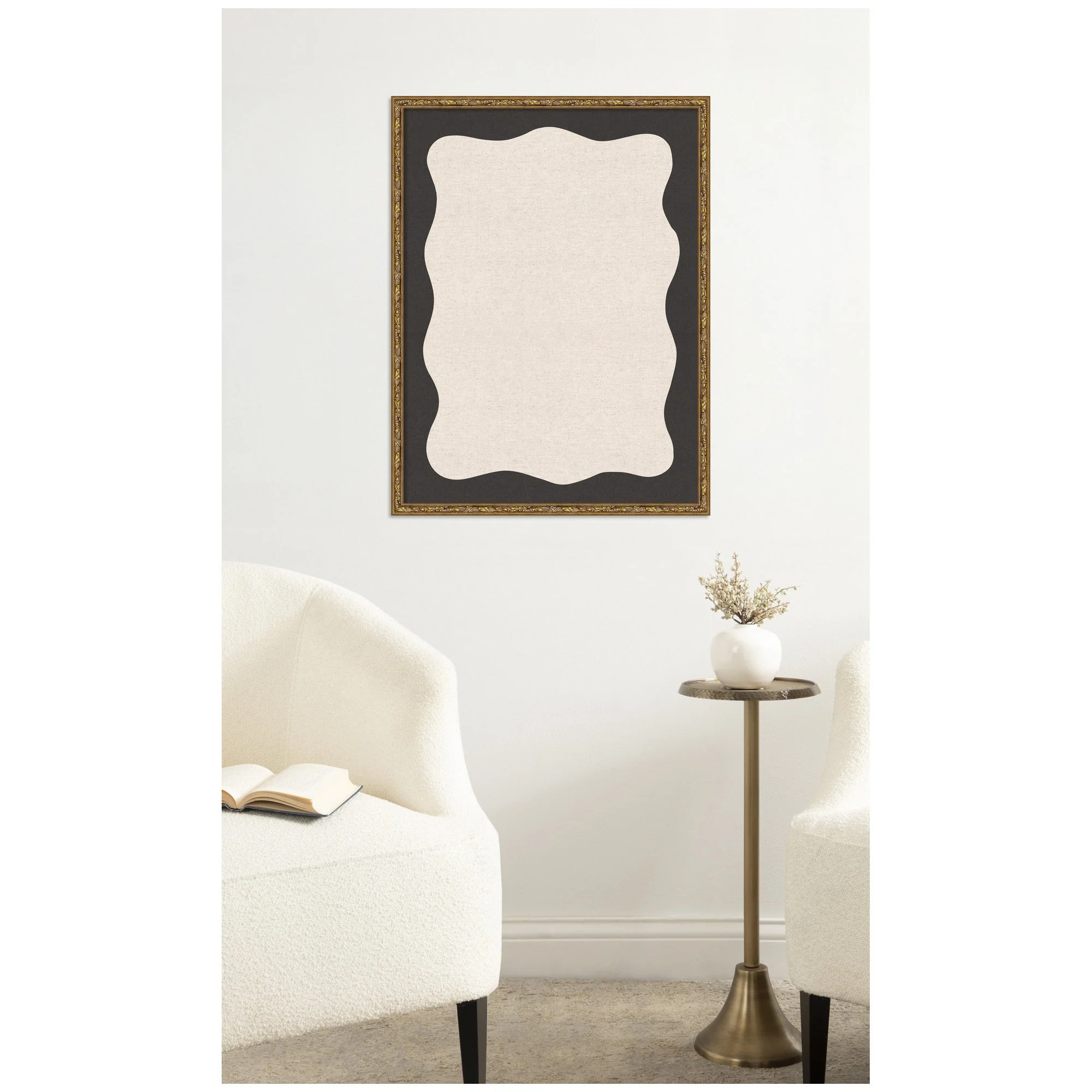 Framed Fabric Pinboard Wavy Linen Light and Black Wall Organization - Image 28