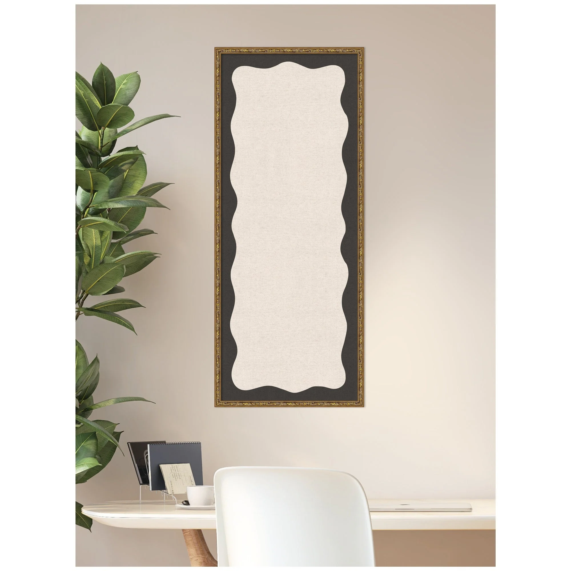Framed Fabric Pinboard Wavy Linen Light and Black Wall Organization - Image 30