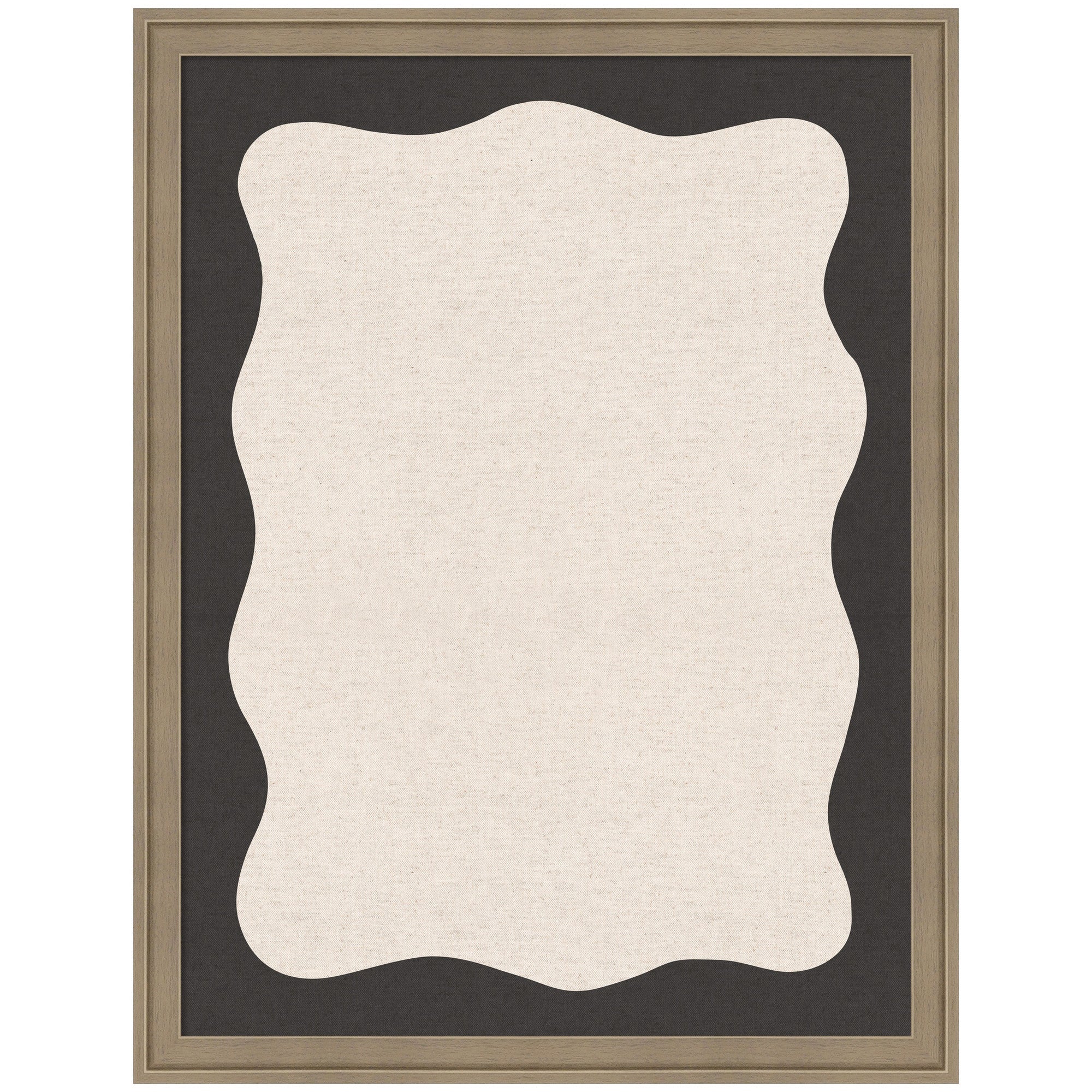 Framed Fabric Pinboard Wavy Linen Light and Black Wall Organization - Image 4