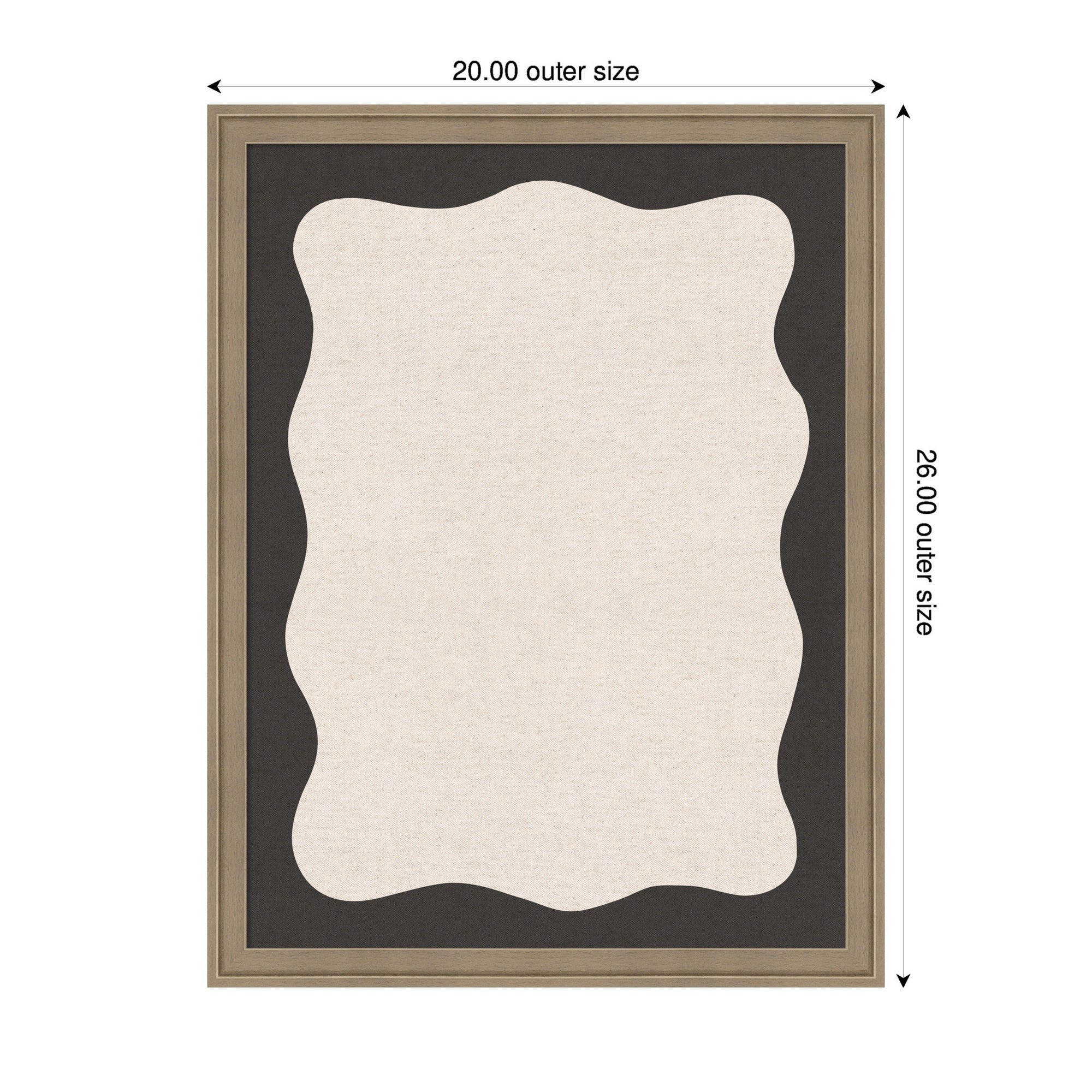 Framed Fabric Pinboard Wavy Linen Light and Black Wall Organization - Image 5