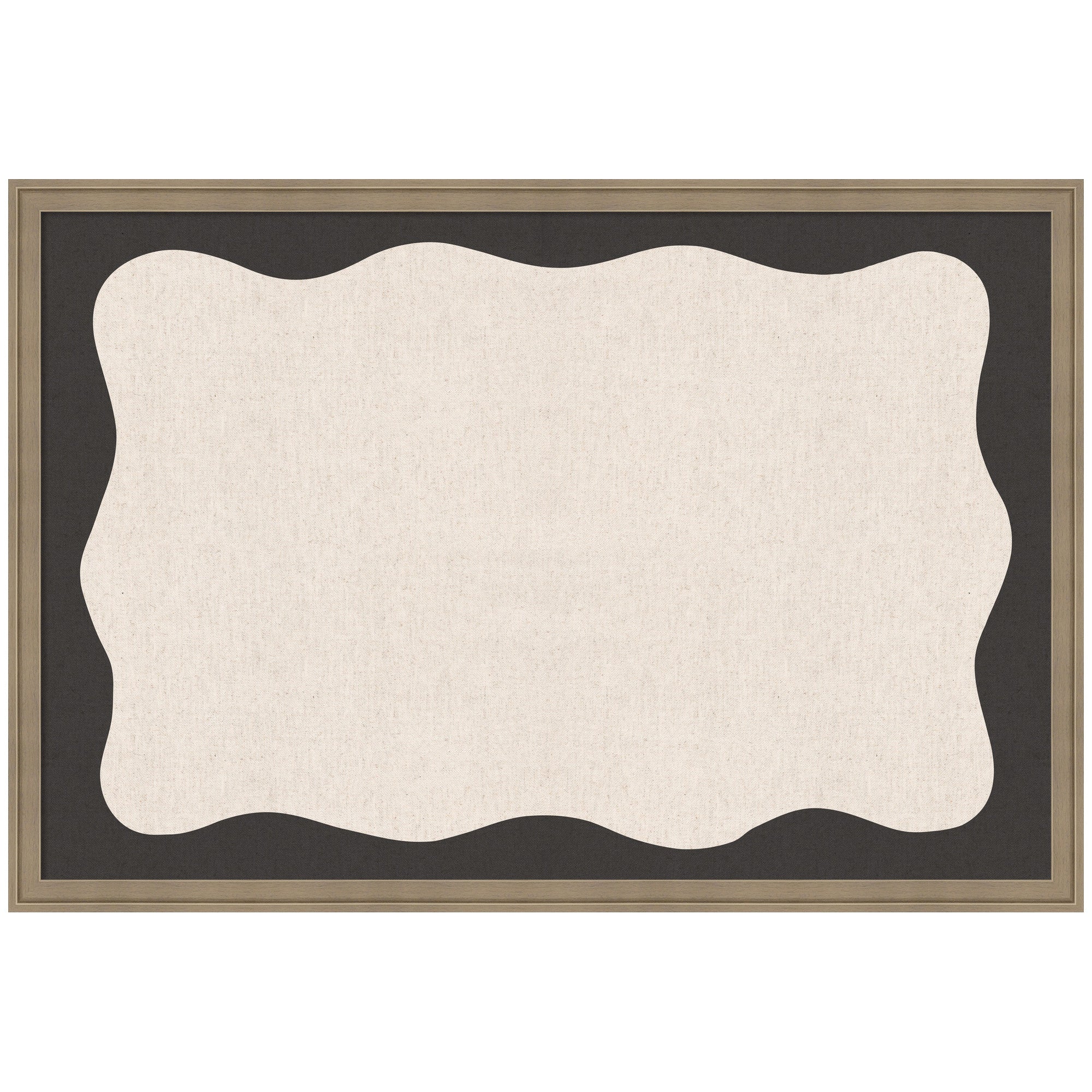 Framed Fabric Pinboard Wavy Linen Light and Black Wall Organization - Image 8