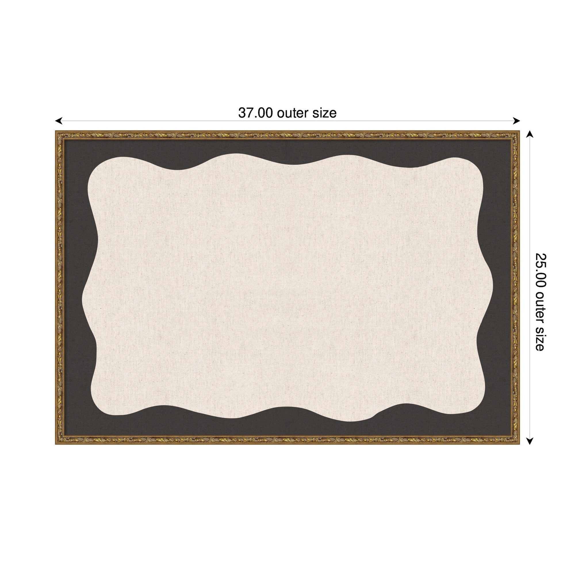 Framed Fabric Pinboard Wavy Linen Light and Black Wall Organization - Image 9