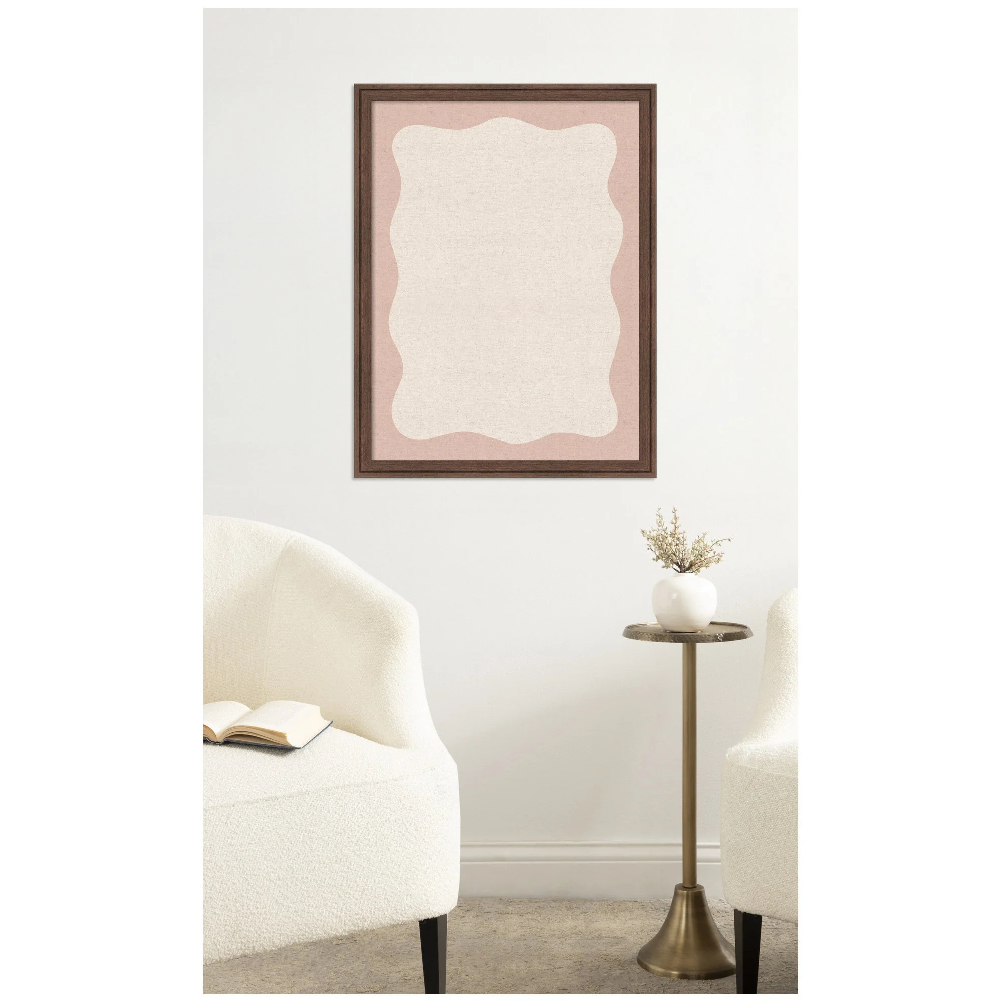 Framed Fabric Pinboard Wavy Linen Light and Pink Wall Organization - Image 25