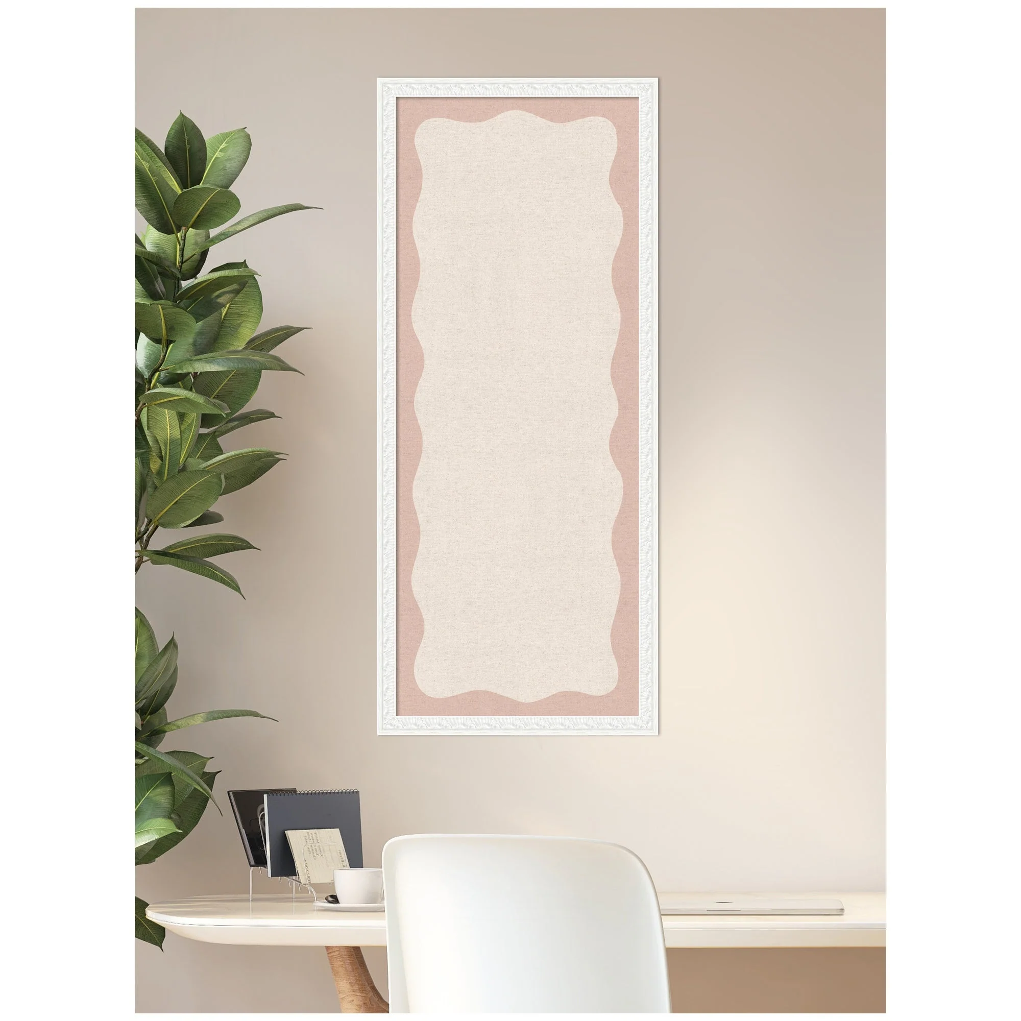 Framed Fabric Pinboard Wavy Linen Light and Pink Wall Organization - Image 5